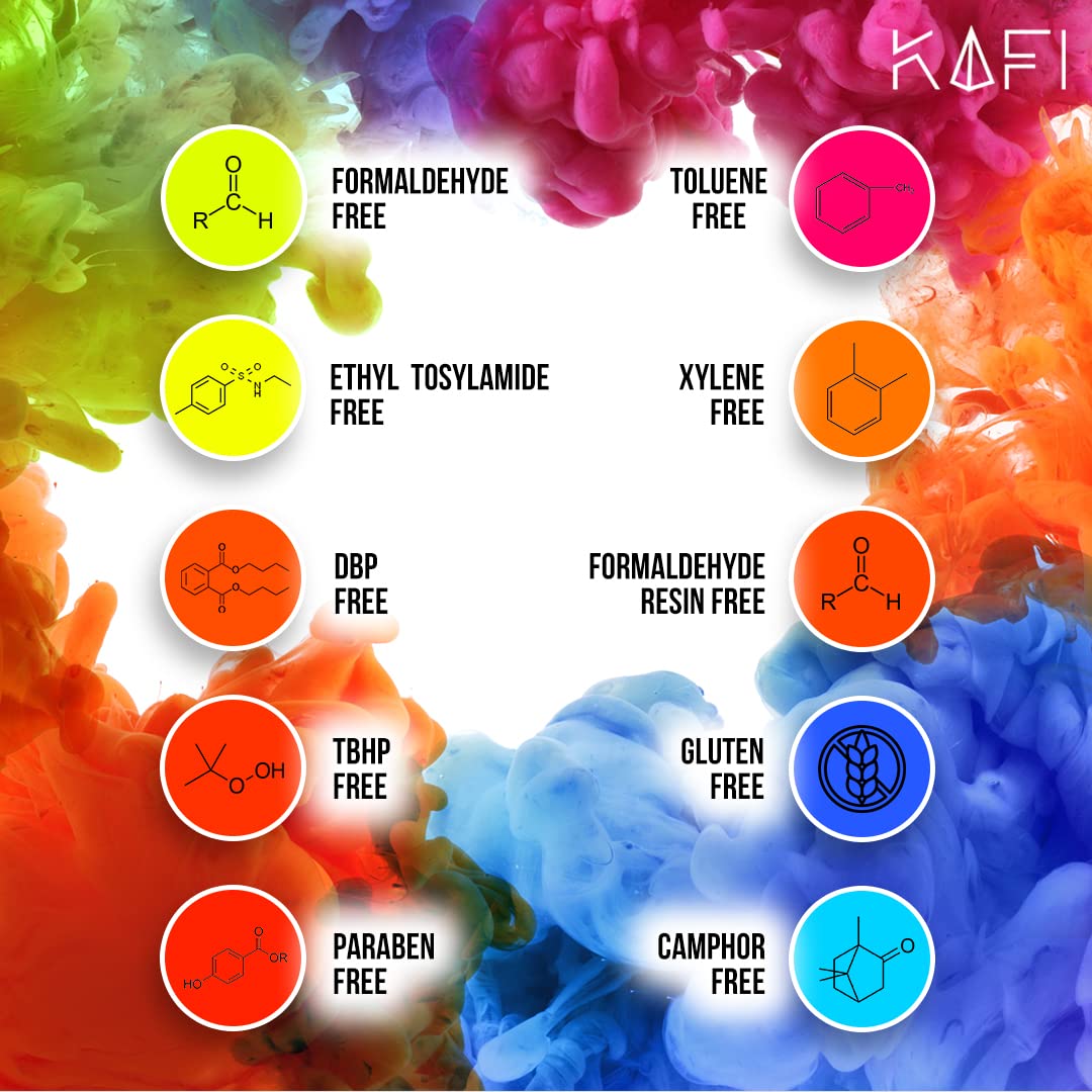 KAFI Cosmetics Nail Polish Set - 4 Trendy Cool Colors, 10ml Each (40ml Total) - Perfect for Manicures, Pedicures & Nail Art Designs