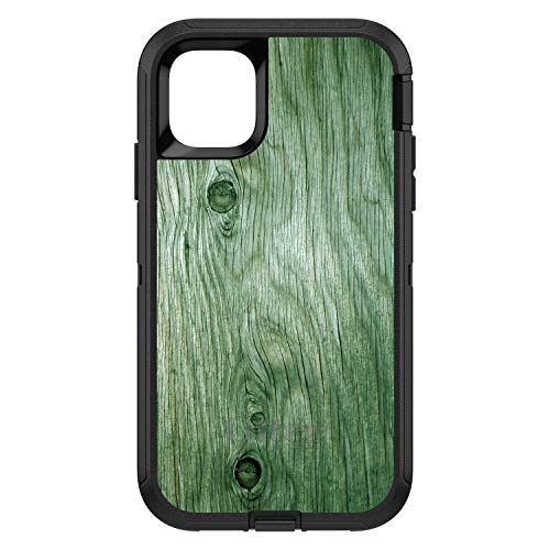 Green Weathered Wood Grain Print On Black Case