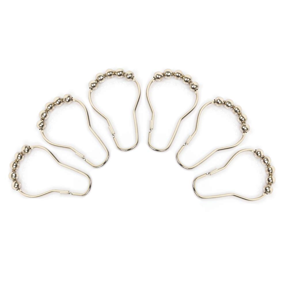Premium 12-Pack Stainless Steel Shower Curtain Hooks & Rings - Polished Nickel Finish for Bathroom Shower Rods - Rustproof & Durable - Perfect for Bathroom, Spa, Hotel & Home Decor
