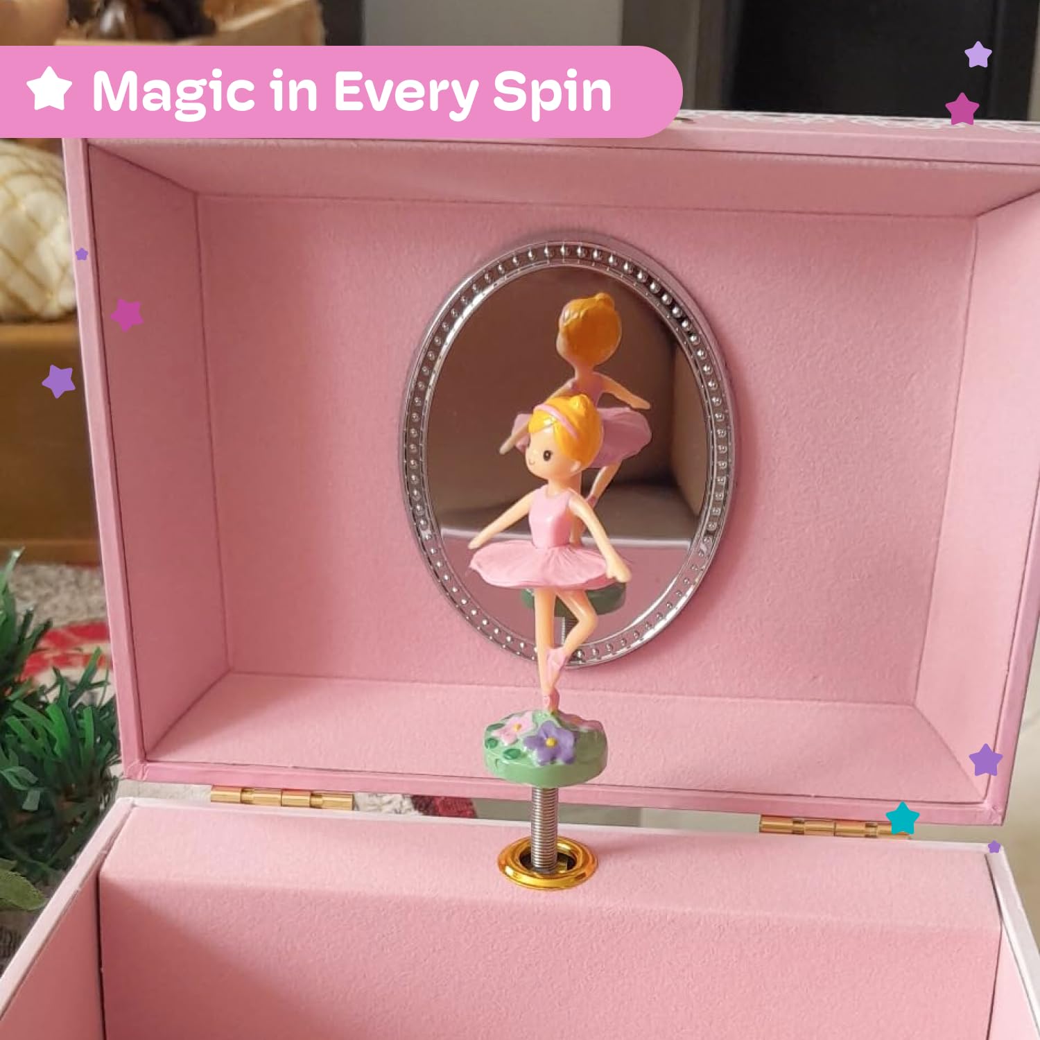 Ballerina Jewelry Music Box for Girls - Swan Lake Tune, Pink Keepsake Storage with Twirling Doll | Perfect Gift for Birthdays, Christmas & Dance Recitals