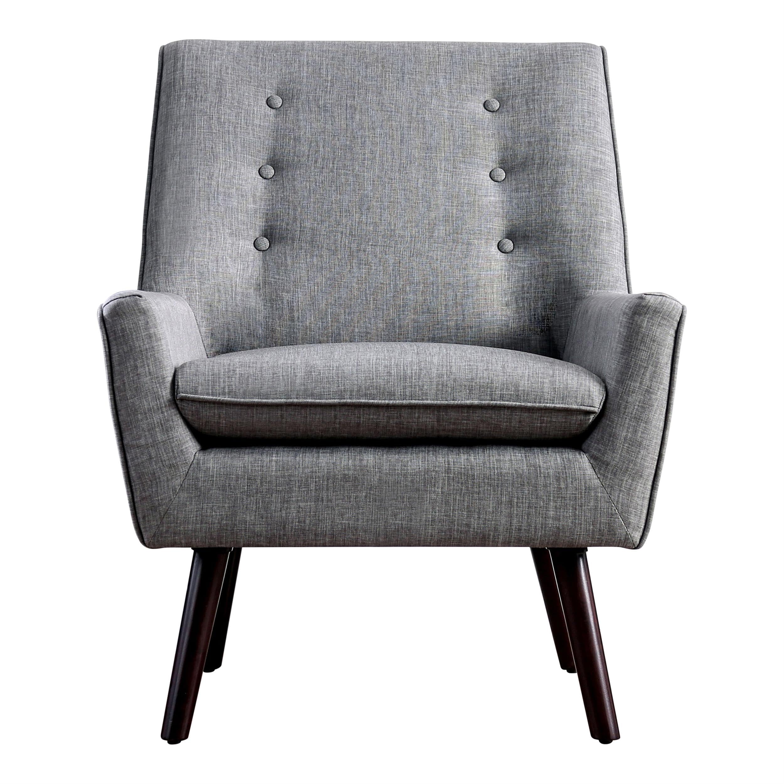 Mid-Century Modern Light Gray Fabric Tufted Accent Chair by Furniture of America - Perfect for Living Room, Bedroom & Home Office Decor