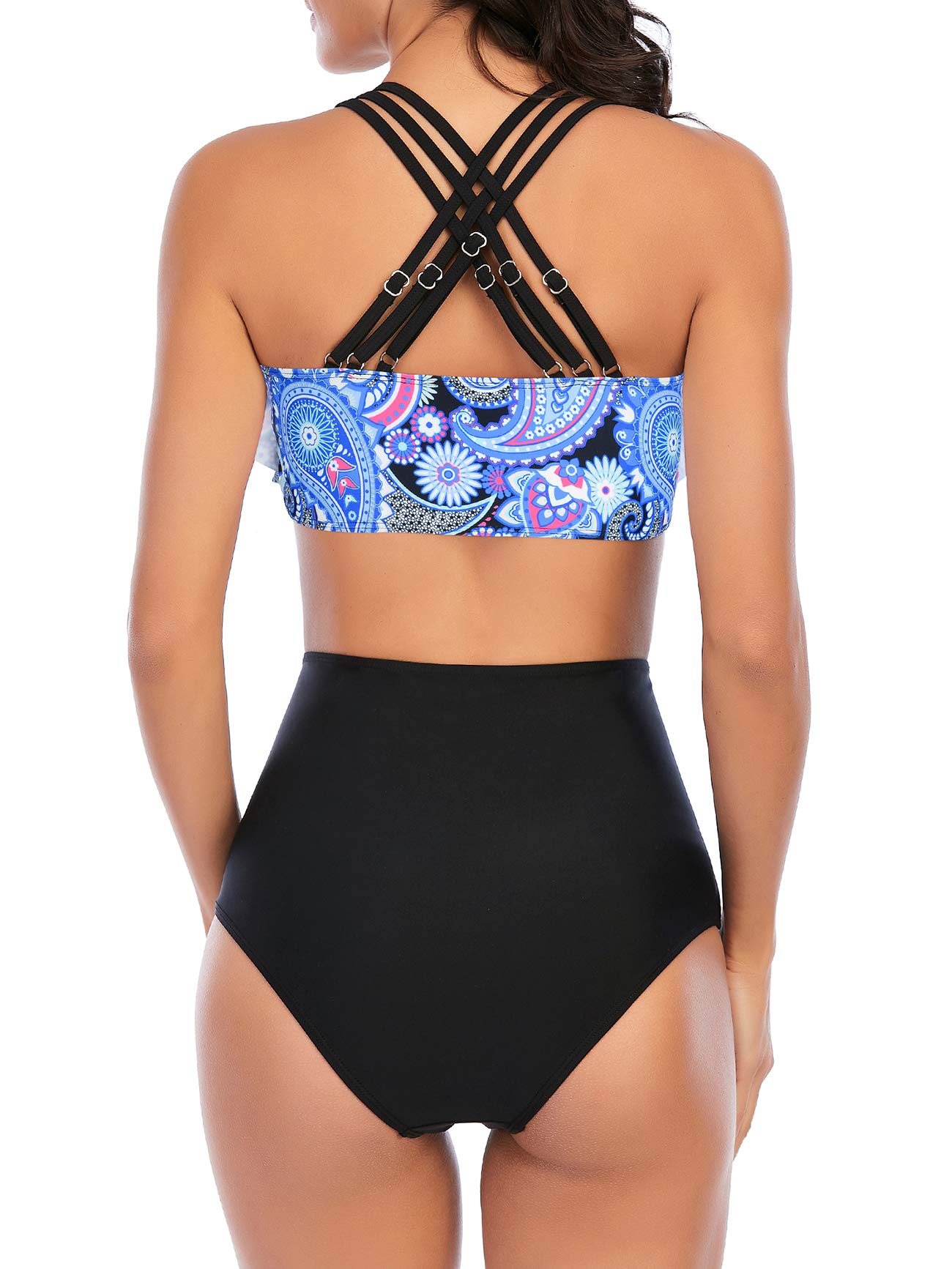 High Waisted Tankini Swimsuits for Women - Tummy Control & Flounce Top for Beach & Pool
