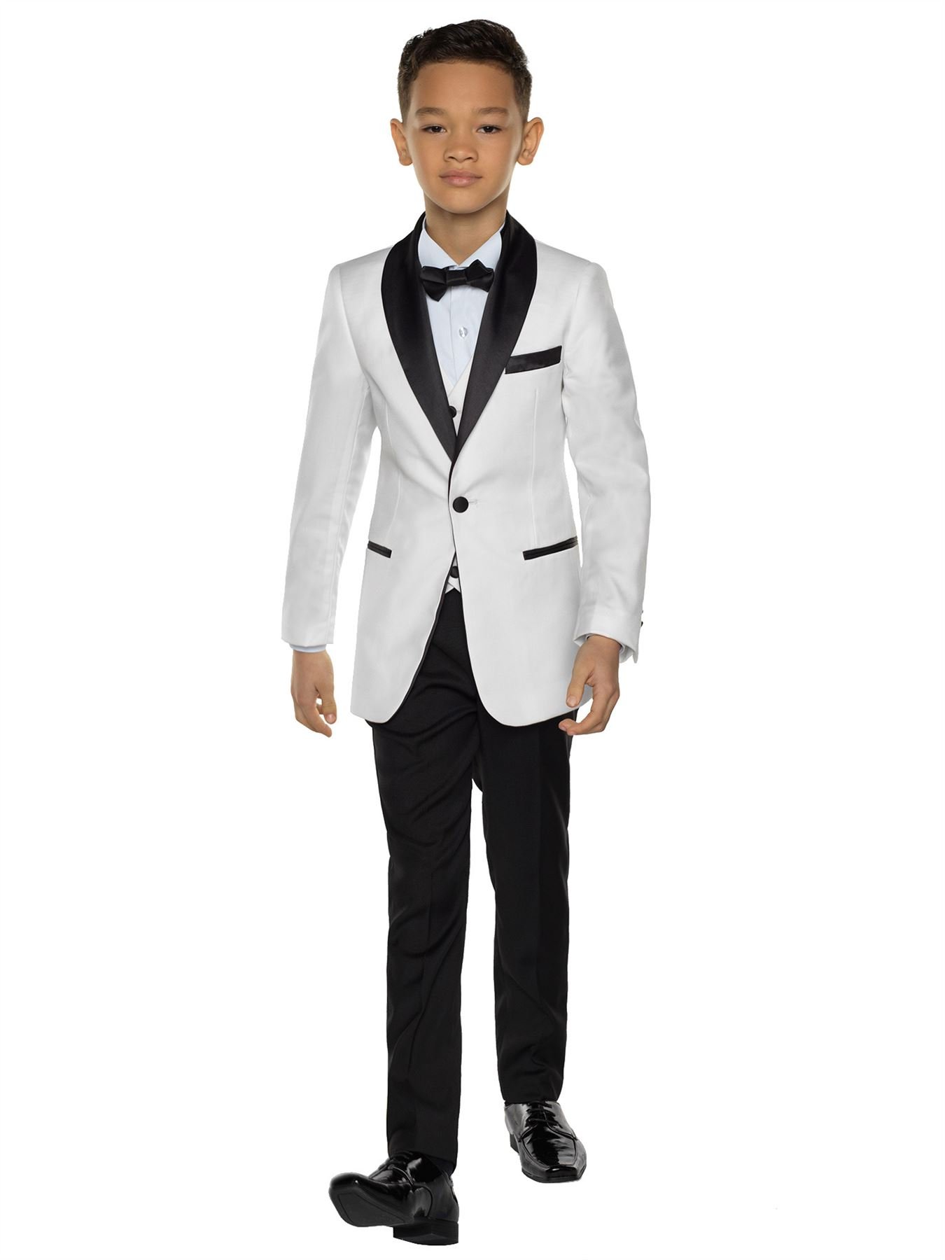 Boys' Slim Fit Suit Shawl Lapel One Button 3-Piece Prom Tuxedo for Weddings, Graduations & Formal Events