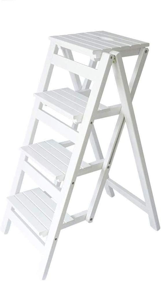 OKUOKA 4-Tier Foldable Step Stool for Home, Kitchen, Office - Multi-Functional Ladder Stool for Bookshelf, Flower Stand, Shoe Rack - Space Saving Indoor Climbing Stool (Perfect for Reaching High Shelves, Organizing Spaces, and Home Decor)