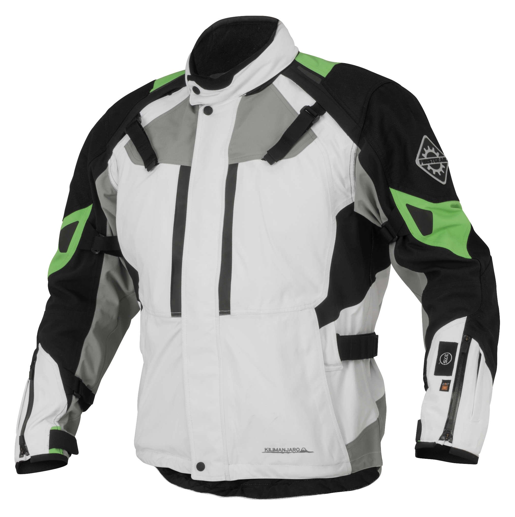 Firstgear 37.5 Kilimanjaro Textile Jacket - White/Black - Men's/Unisex Motorcycle Jacket - 2XL Tall - Breathable & Durable Riding Gear for Adventure & Commuting