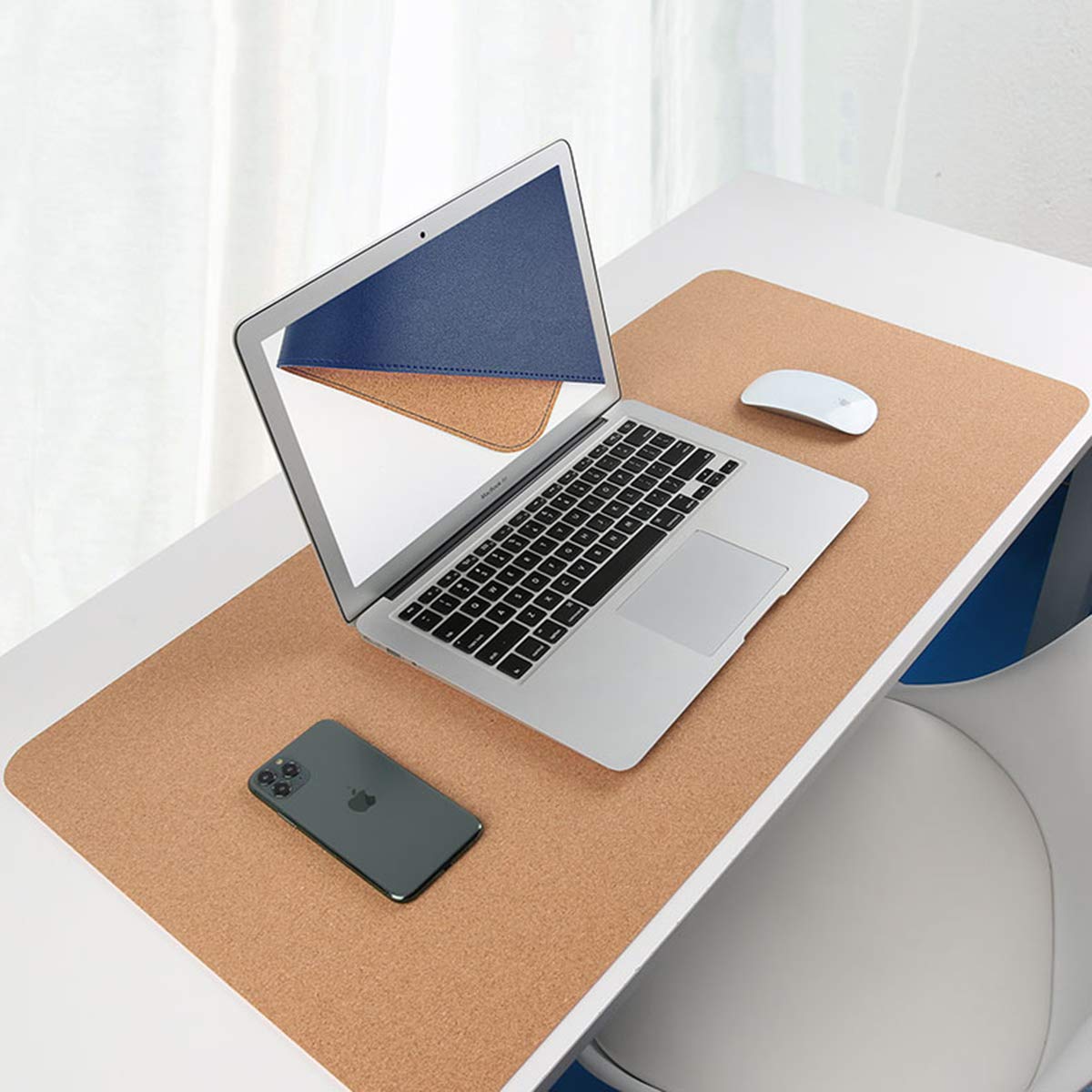 Eco-Friendly Cork & Leather Desk Mat - Waterproof Office Pad for Work & Gaming (Pink, 24x12Inch)