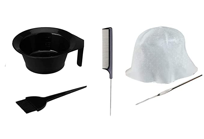 TINY DEAL Hair Highlighting Kit - Includes Color Cap, Dye Brush, Mixing Bowl & Tail Comb for Professional Salon Results at Home | Perfect for DIY Hair Coloring, Balayage & Ombre Styles