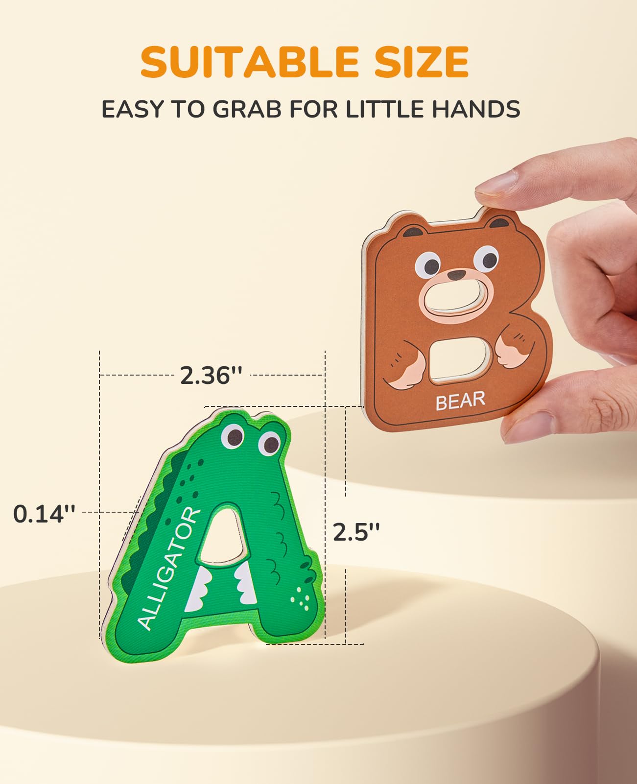 JoyCat Wooden ABC Magnets for Toddlers - 36 Uppercase Letters & Numbers for Fridge Learning & Spelling - Preschool Educational Toy