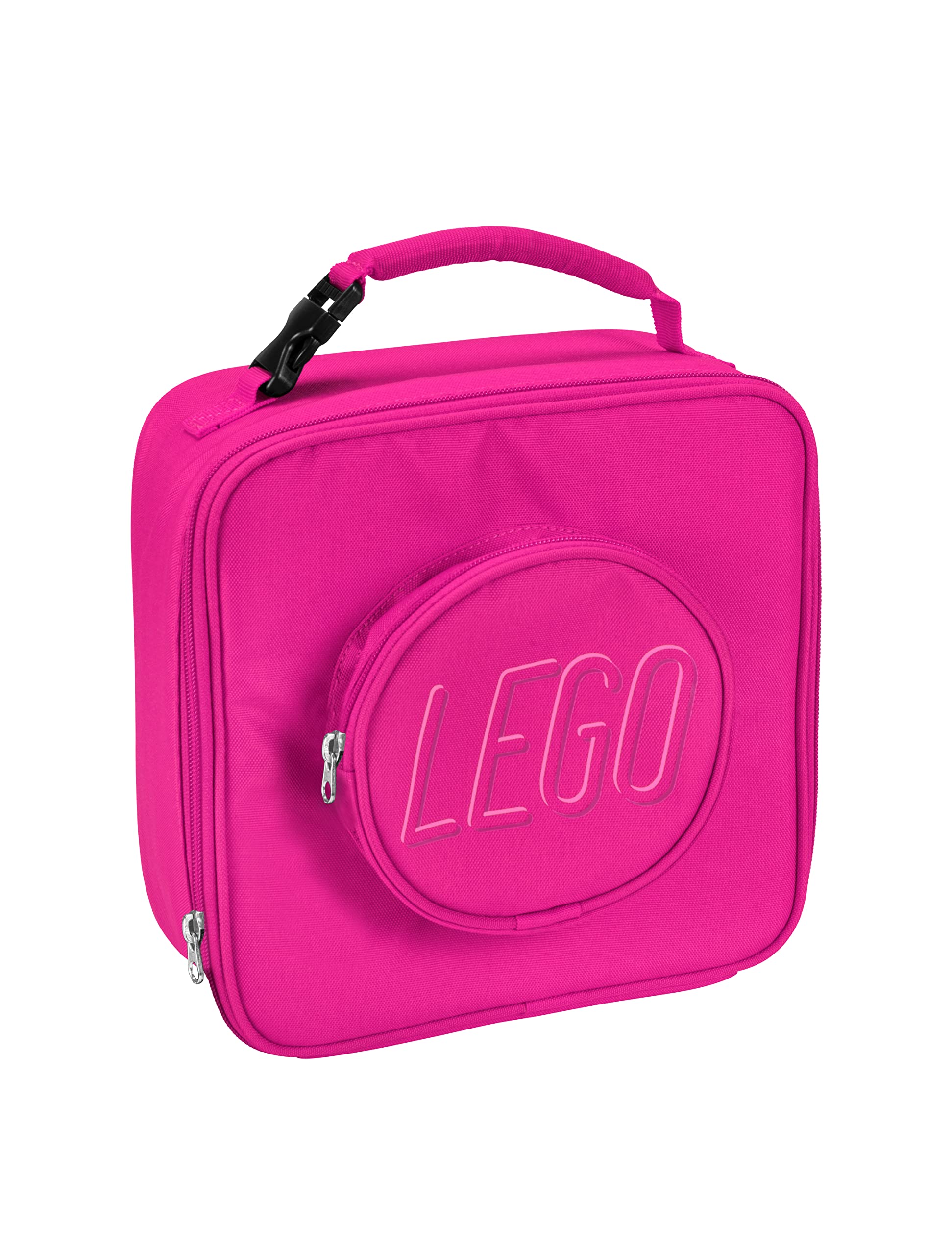 LEGO Insulated Lunch Bag with Mesh Pouch & Zipper Compartment - Durable Thermal Food Carrier for Kids & Adults - Perfect for School, Work, Picnics & Outdoor Activities (Pink)