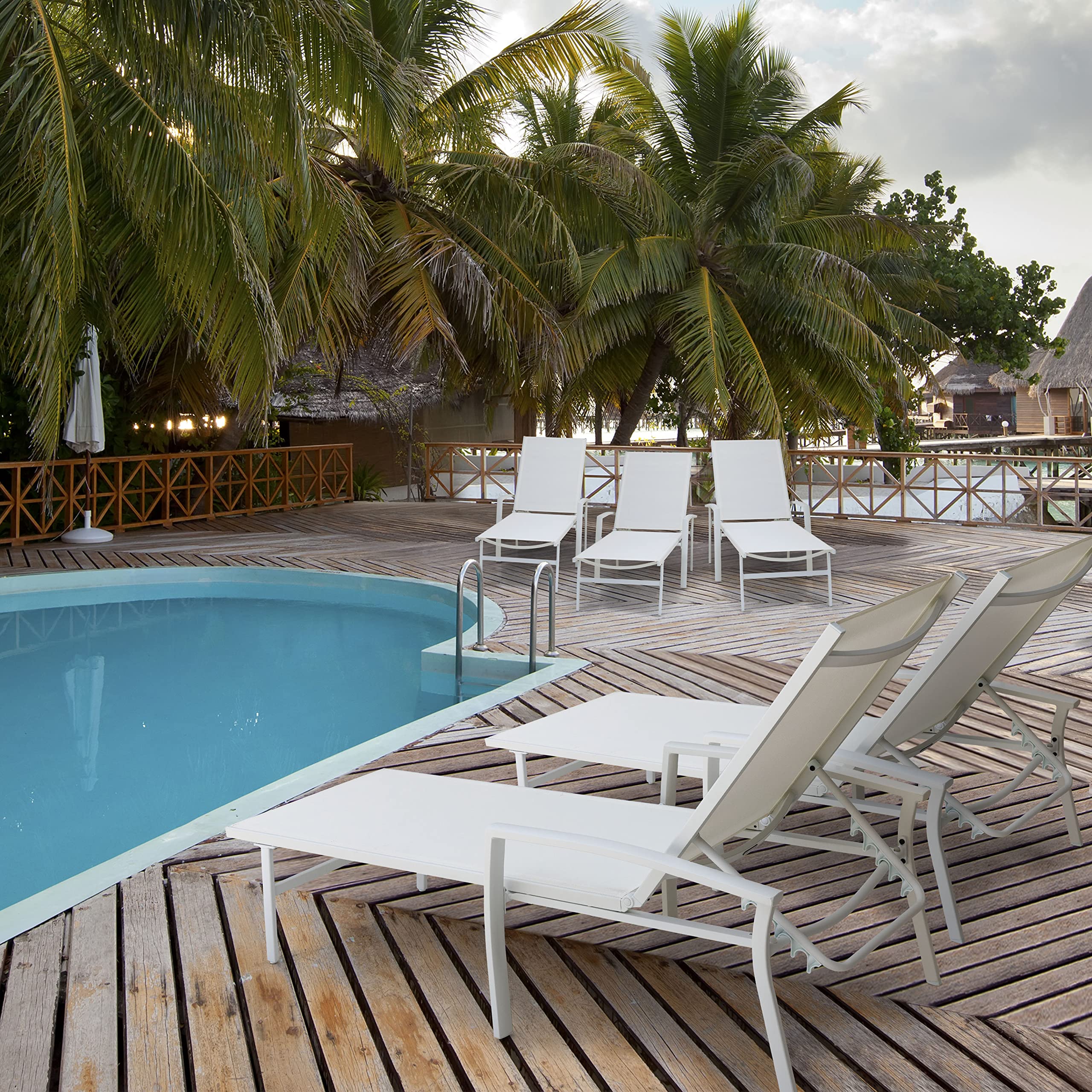 NUU GARDEN Patio Chaise Lounge - 5-Position Adjustable Outdoor Chaise Lounge Chair with All-Weather Textile Fabric - Perfect for Poolside, Beach, Garden, Patio & Backyard Relaxation