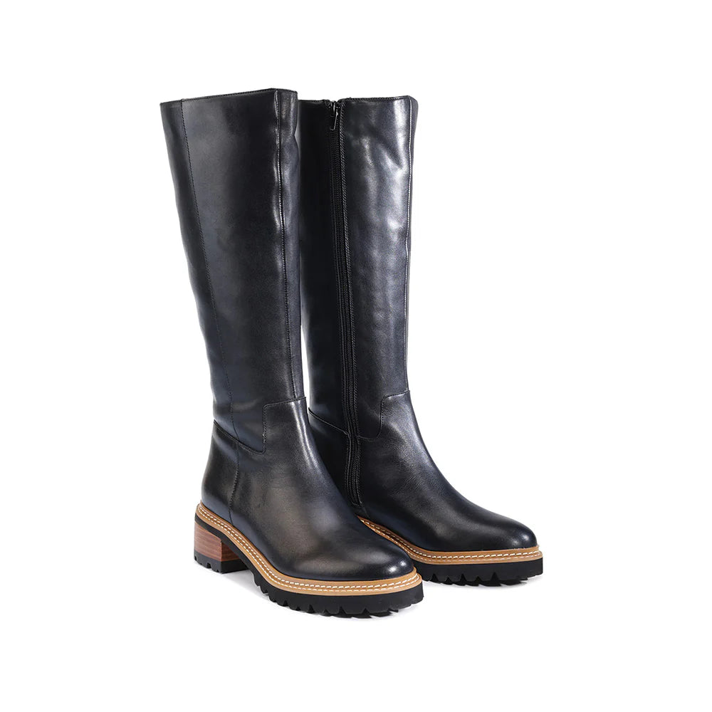 Lindetta Black High Leather Boots for Women - Stylish & Comfortable Knee-High Boots for Fall & Winter Fashion | Perfect for Office, Party & Outdoor Wear