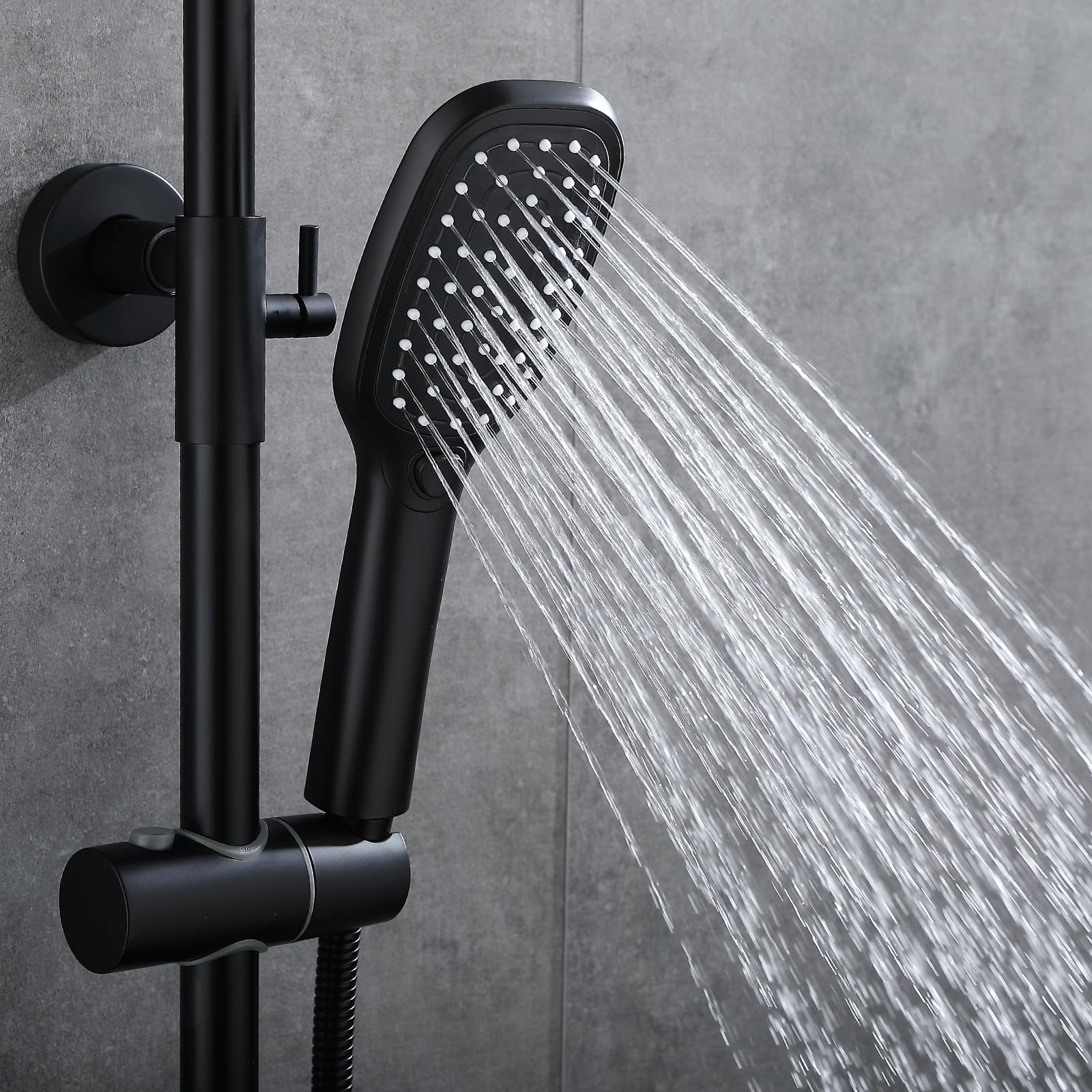 Premium Matte Black Exposed Shower System with Thermostatic Brass Valve - Adjustable 10