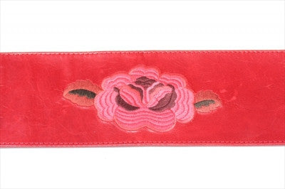 Handmade Embroidered Genuine Leather Belt for Men & Women - Stylish Red Waist Belt for Casual & Formal Outfits - Perfect for Jeans, Dresses & Office Wear