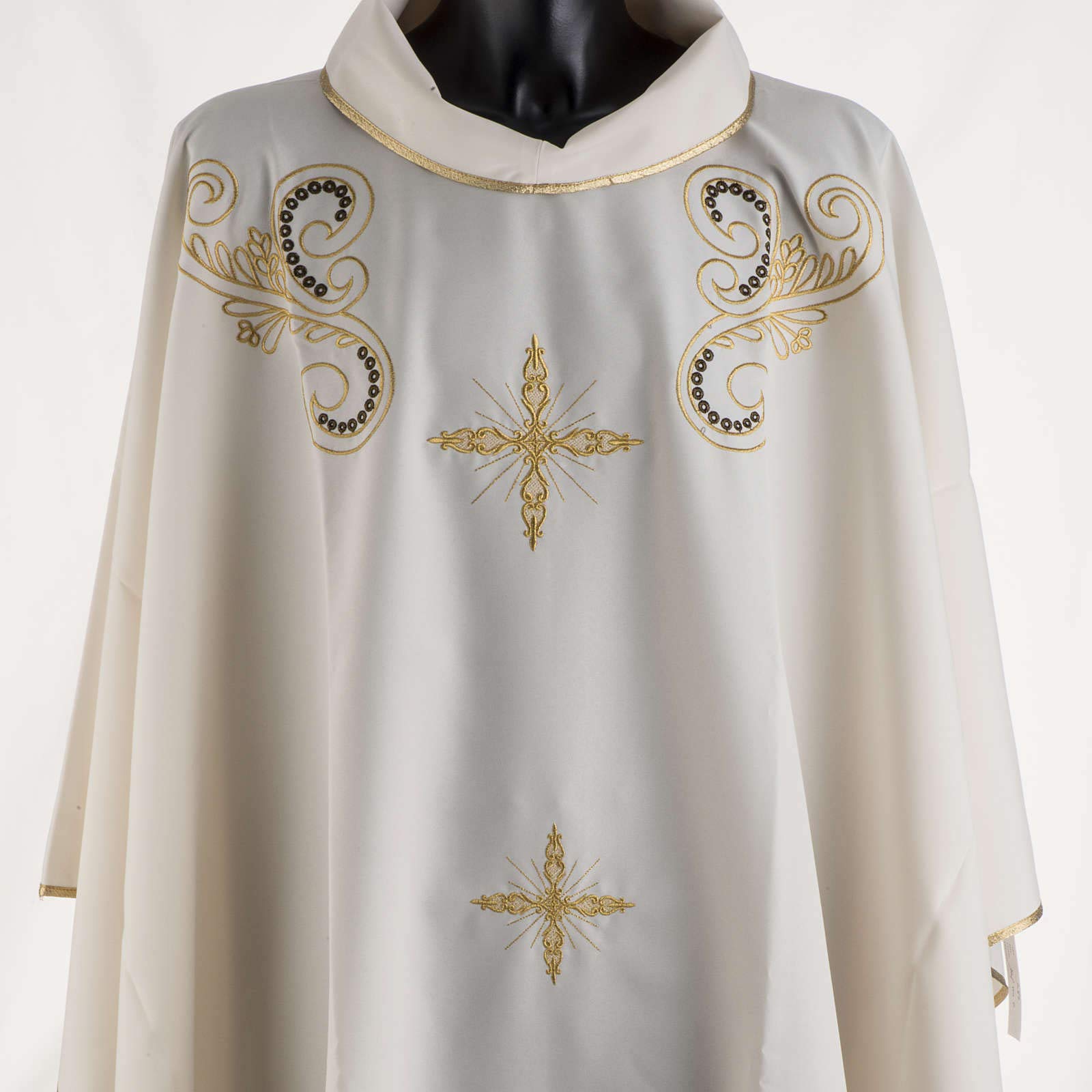 Holyart Golden Cross Embroidered Red Chasuble - Premium Church Vestment for Priests, Clergy & Worship Services