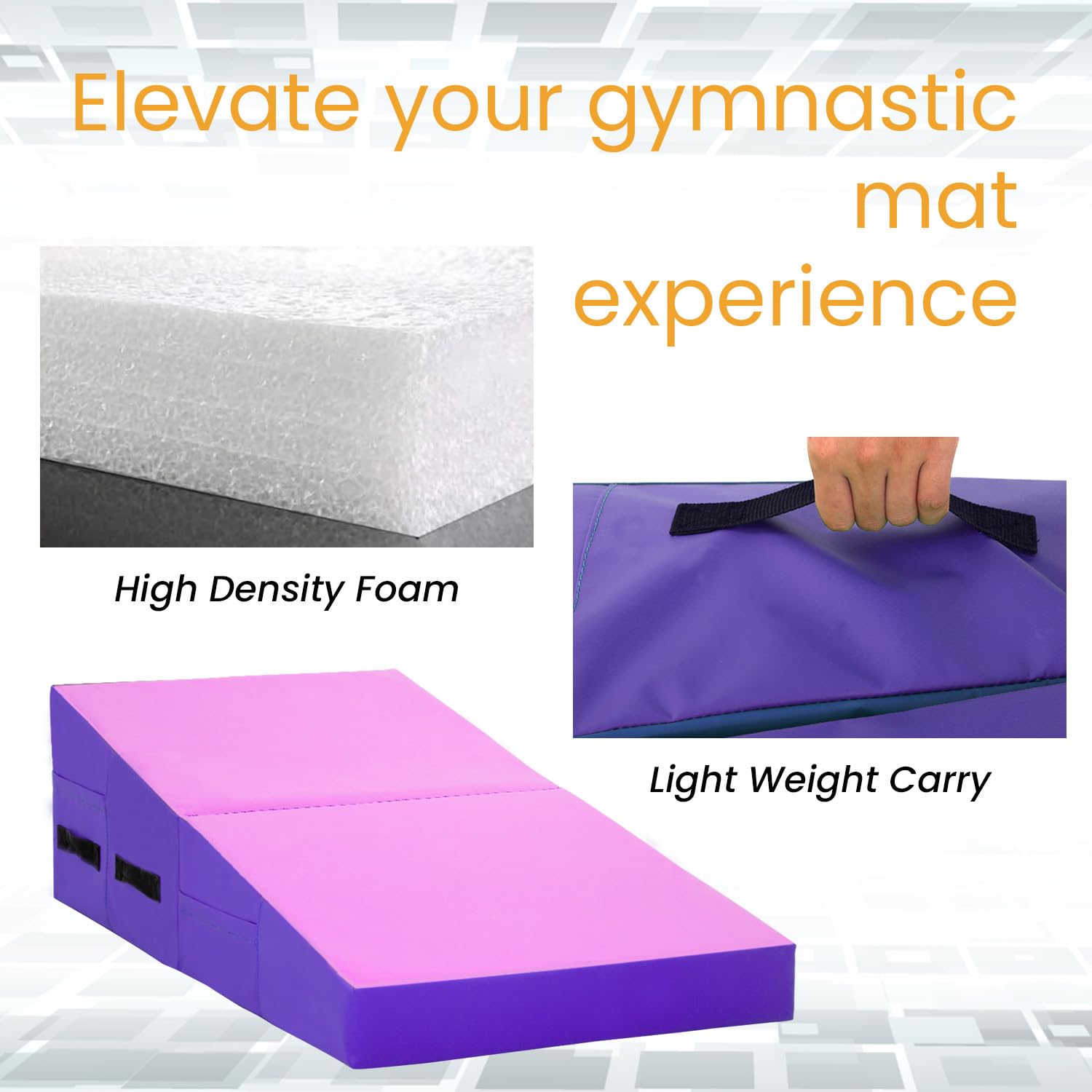 FDW Gymnastics Mat - Non-Slip Folding Cheese Wedge Mat for Indoor/Outdoor Tumbling, Yoga & Home Gym Workouts | Portable Exercise Mat with Handles | Perfect for Gymnastics Training, Yoga Poses & Fitness Routines