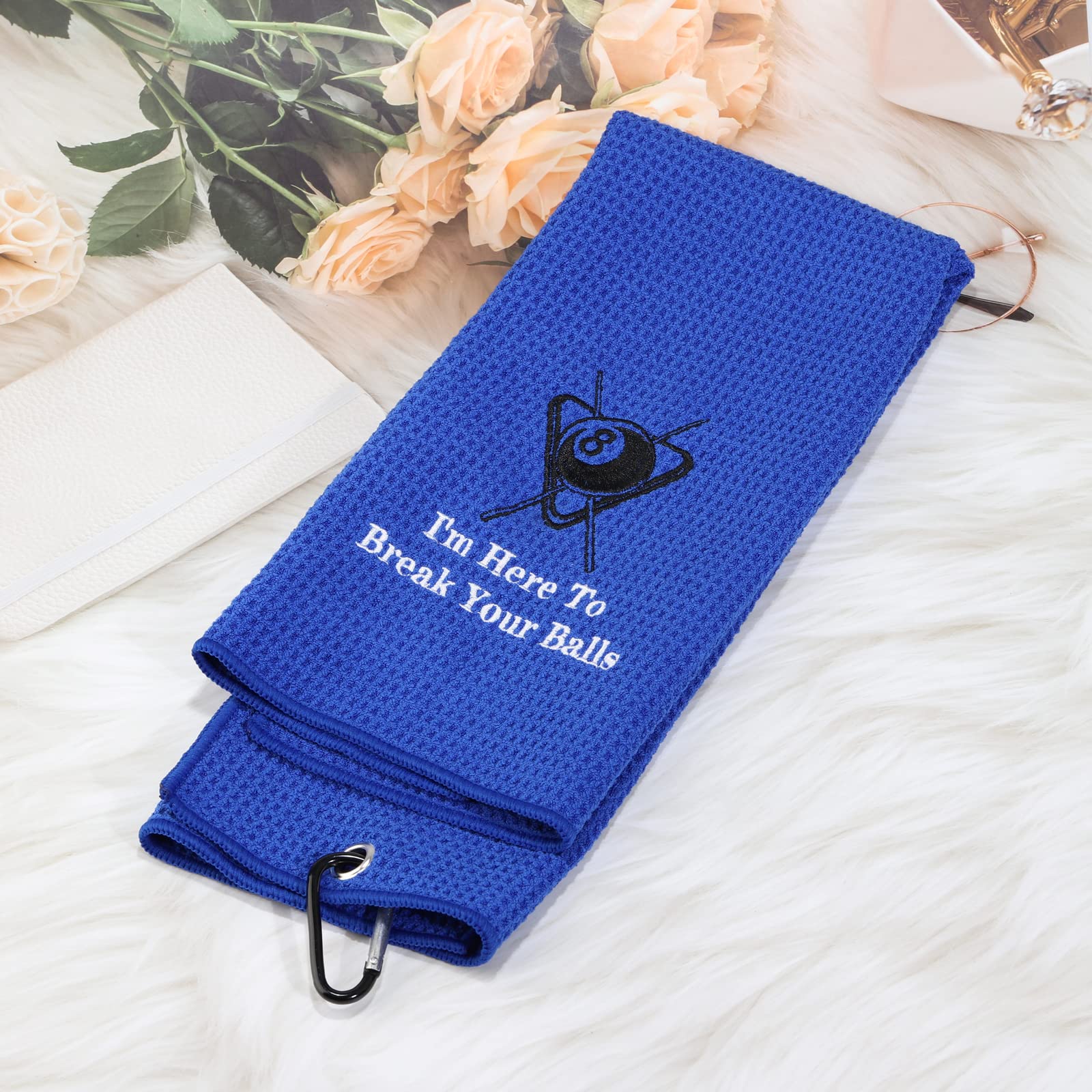 Premium 8-Ball Pool Cue Towel - Embroidered Billiards Cleaning Cloth for Players | Perfect Gift for Pool Enthusiasts | Use for Cue Maintenance, Game Nights & Tournaments