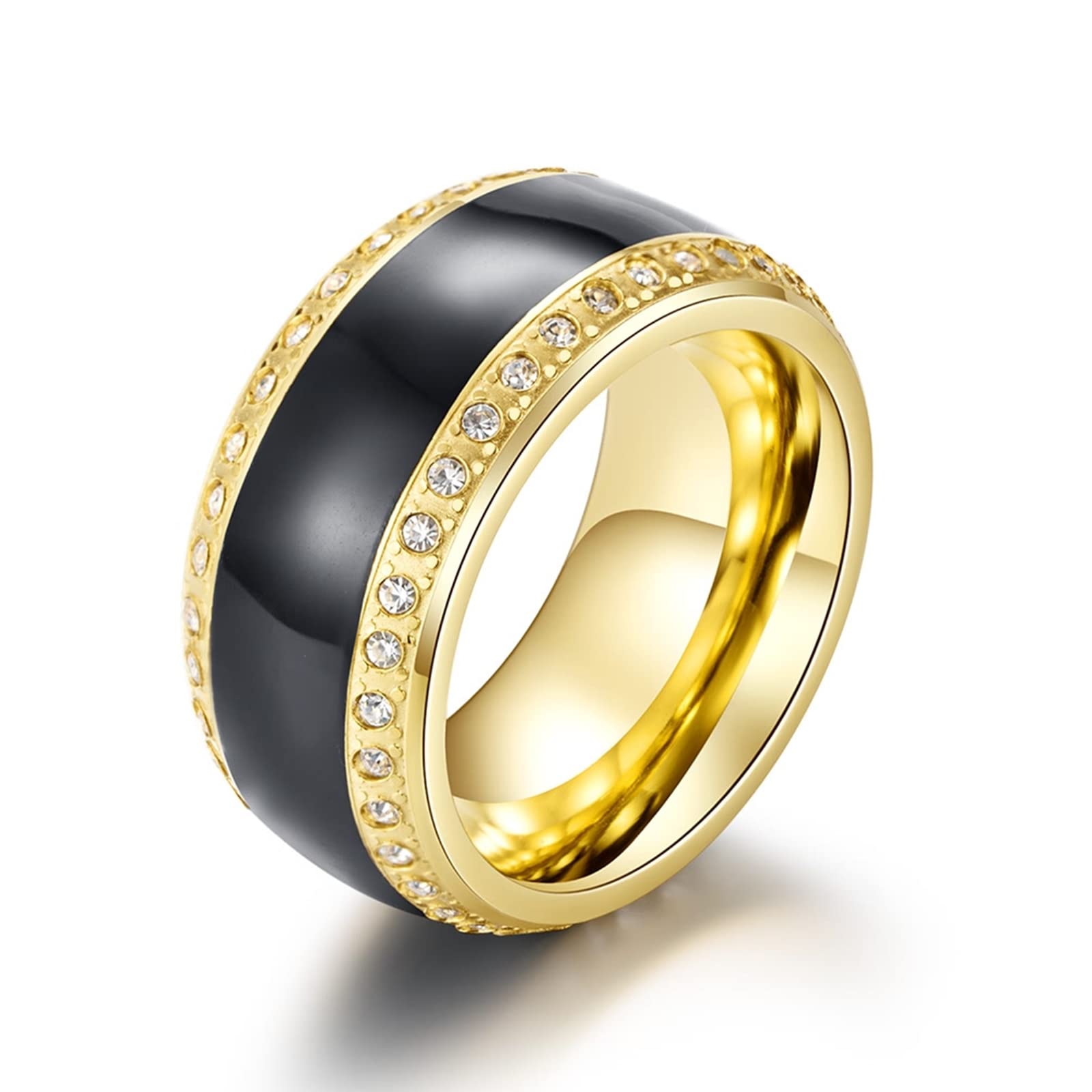 Bcughia Stainless Steel Promise Ring for Men & Women - Round Zircon Inlaid Aesthetic Jewelry - Perfect for Engagement, Anniversary & Couple Gifts - Durable & Hypoallergenic Wedding Band