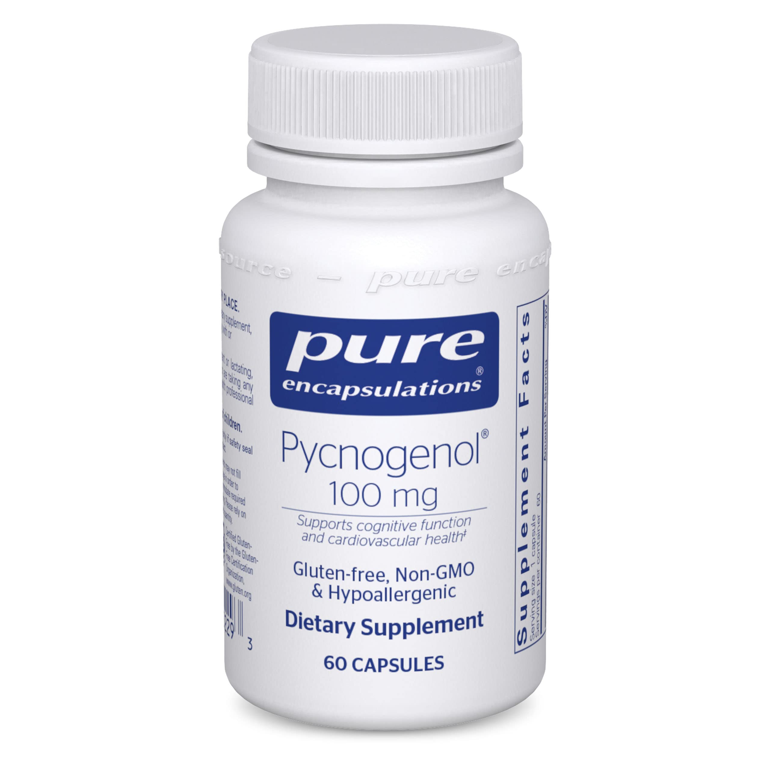 Pure Encapsulations Pycnogenol 100mg - Hypoallergenic Antioxidant Supplement for Vascular Health & Circulation Support - 60 Vegan Capsules - Ideal for Heart Health, Skin Protection & Anti-Aging