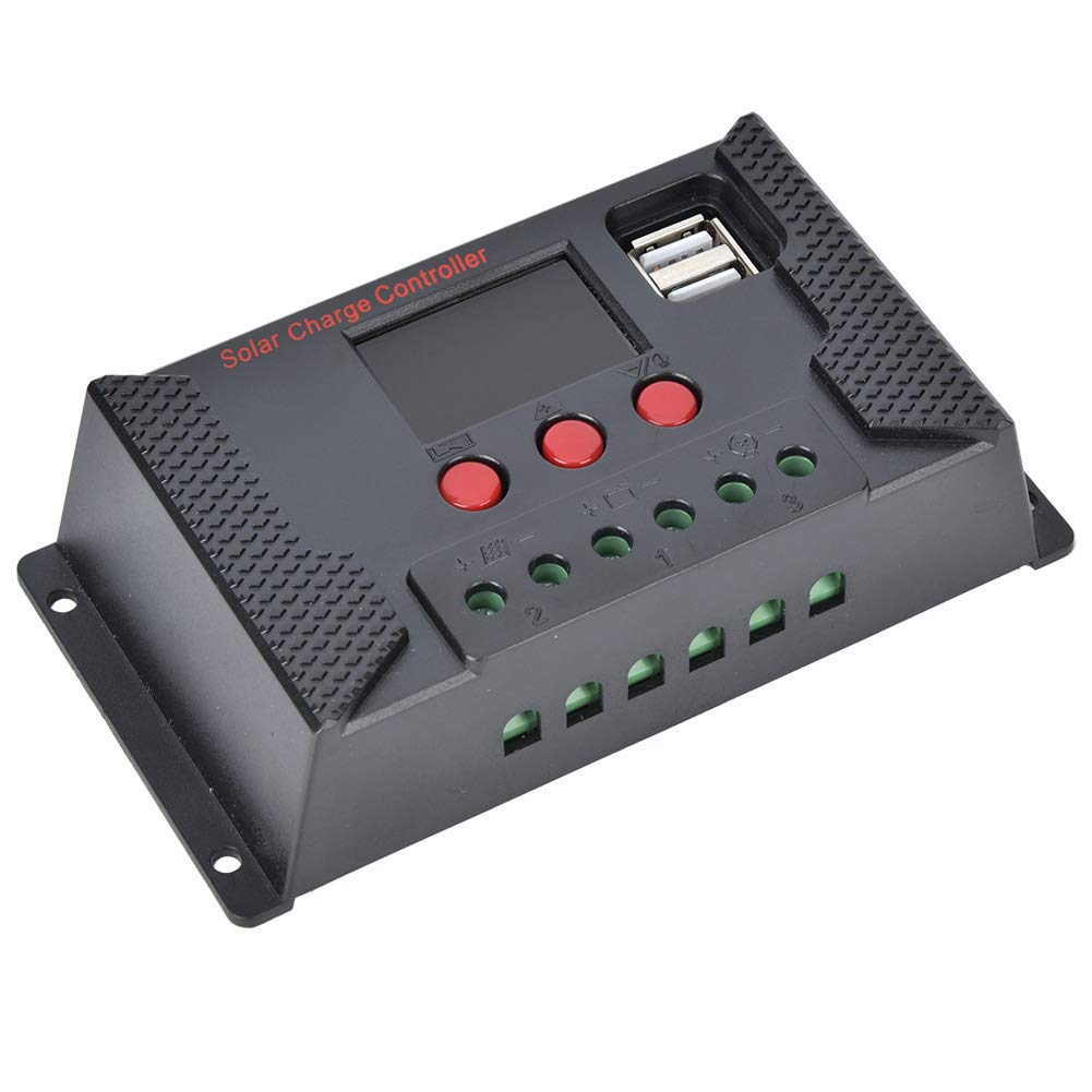 50A Solar Charge Controller with 1.5A USB Output - MPPT Photovoltaic Panel Charger for Lithium Iron & Ternary Polymer Batteries - Perfect for RV, Boat, Off-Grid Solar Systems & Emergency Power Supply