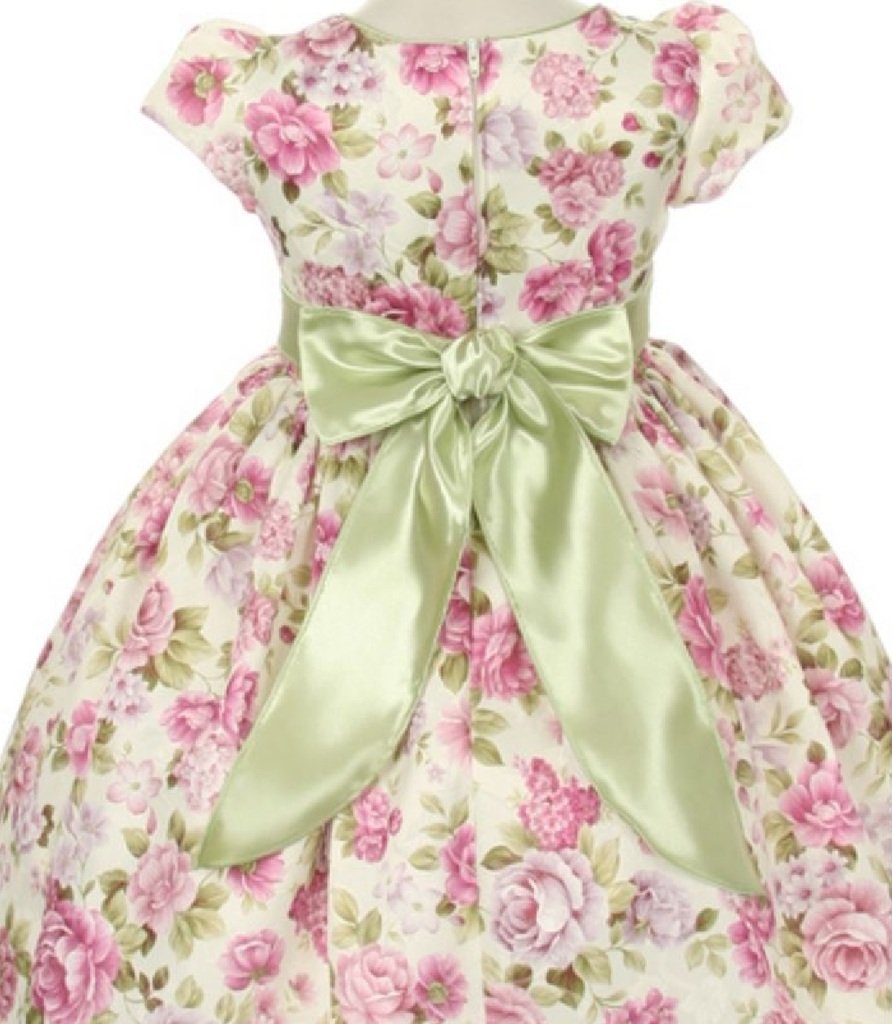 Little Girls Cap Sleeve Floral Jacquard Easter Dress - Cute Spring & Summer Flower Print Party Outfit for Toddler Girls (Perfect for Easter, Birthday Parties & Family Photos)