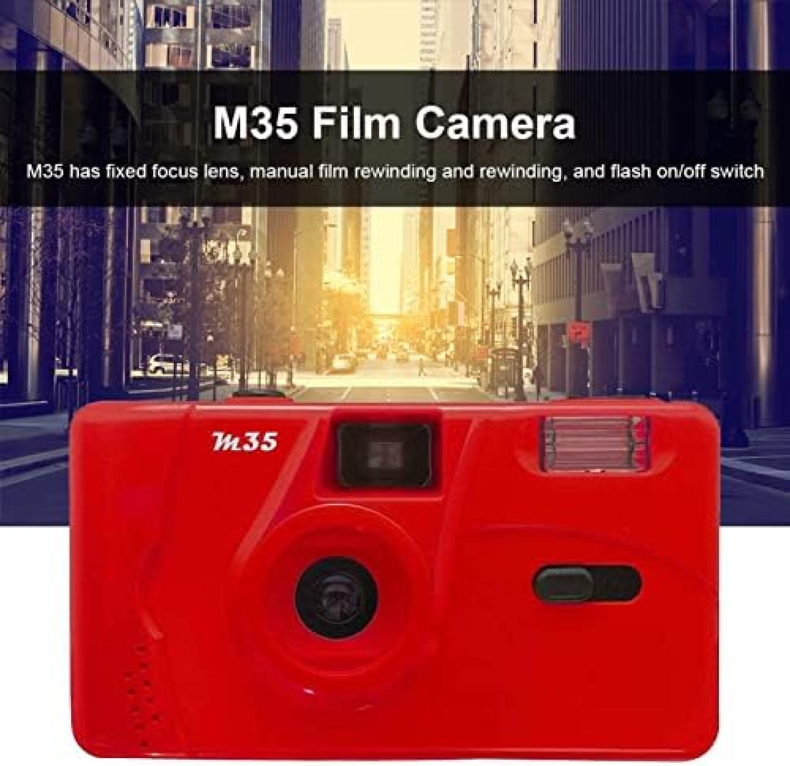 Retro 35mm Disposable Film Camera - Vintage One-Time Use Manual Optical Camera with Flash | Perfect for Travel, Parties, Weddings & Kids Gifts (Yellow)