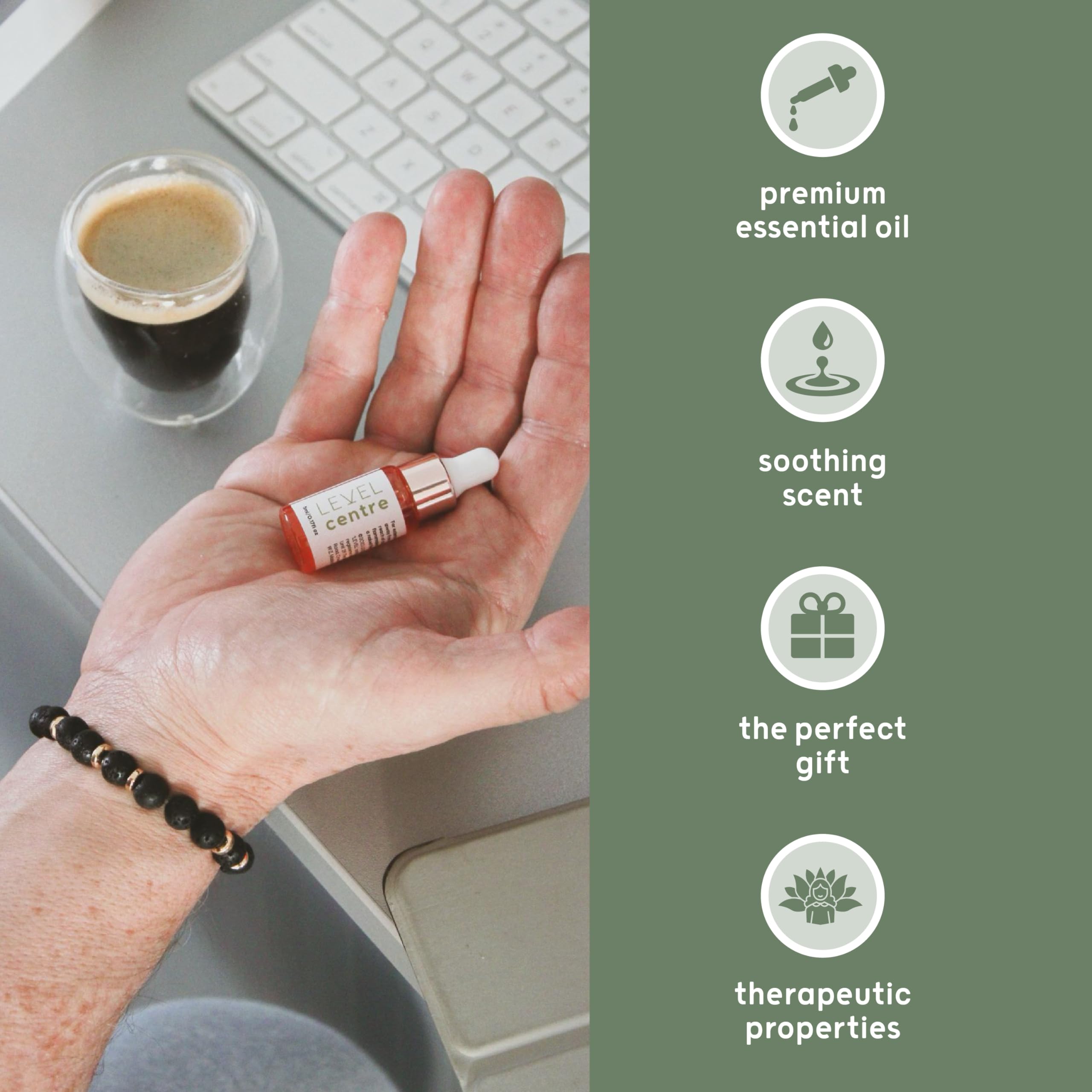Level Body Mind Soul - Aromatherapy Bracelet Set with Essential Oils for Stress Relief & Meditation | Yoga, Spa & Wellness Gift