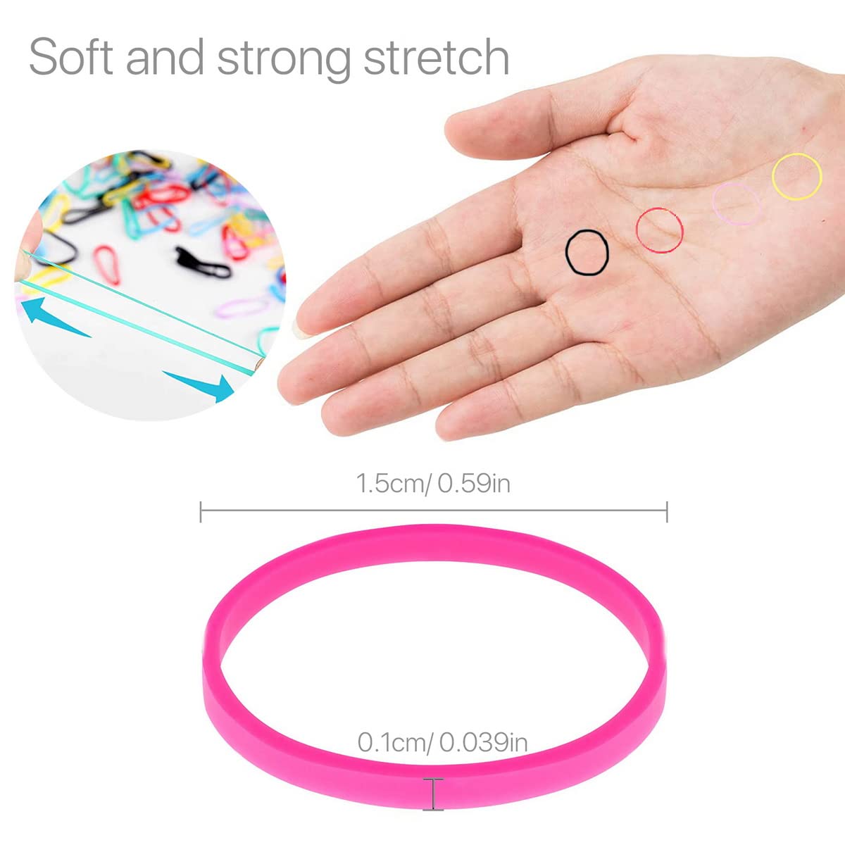 1000PCS Elastic Hair Ties Mini Rubber Bands - Colorful Disposable Hair Bands for Kids, Girls & Adults - Perfect for Braids, Ponytails & Daily Hair Styling