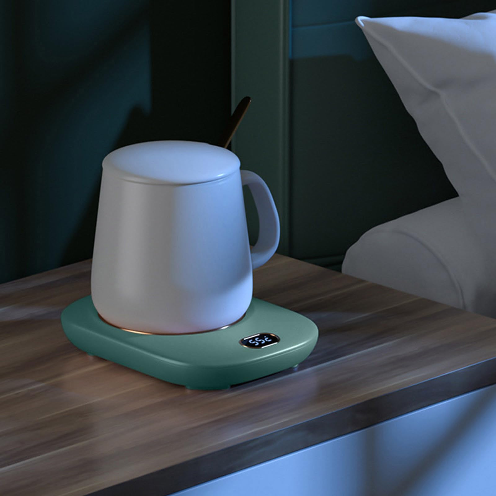 Wireless USB Coffee Mug Warmer - 3 Temperature Levels (55°C) Portable Smart Desktop Cup Heater | Green Women's Voting Rights Themed Mug | Perfect for Office, Home & Travel Use