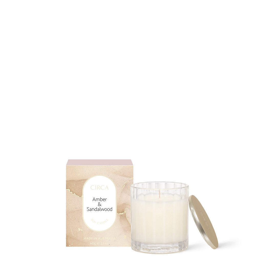Circa Scented Soy Candle 350g - Amber & Sandalwood Aromatherapy Candle for Relaxation, Home Decor & Gift | Long-Lasting Fragrance for Bedroom, Bathroom & Living Room
