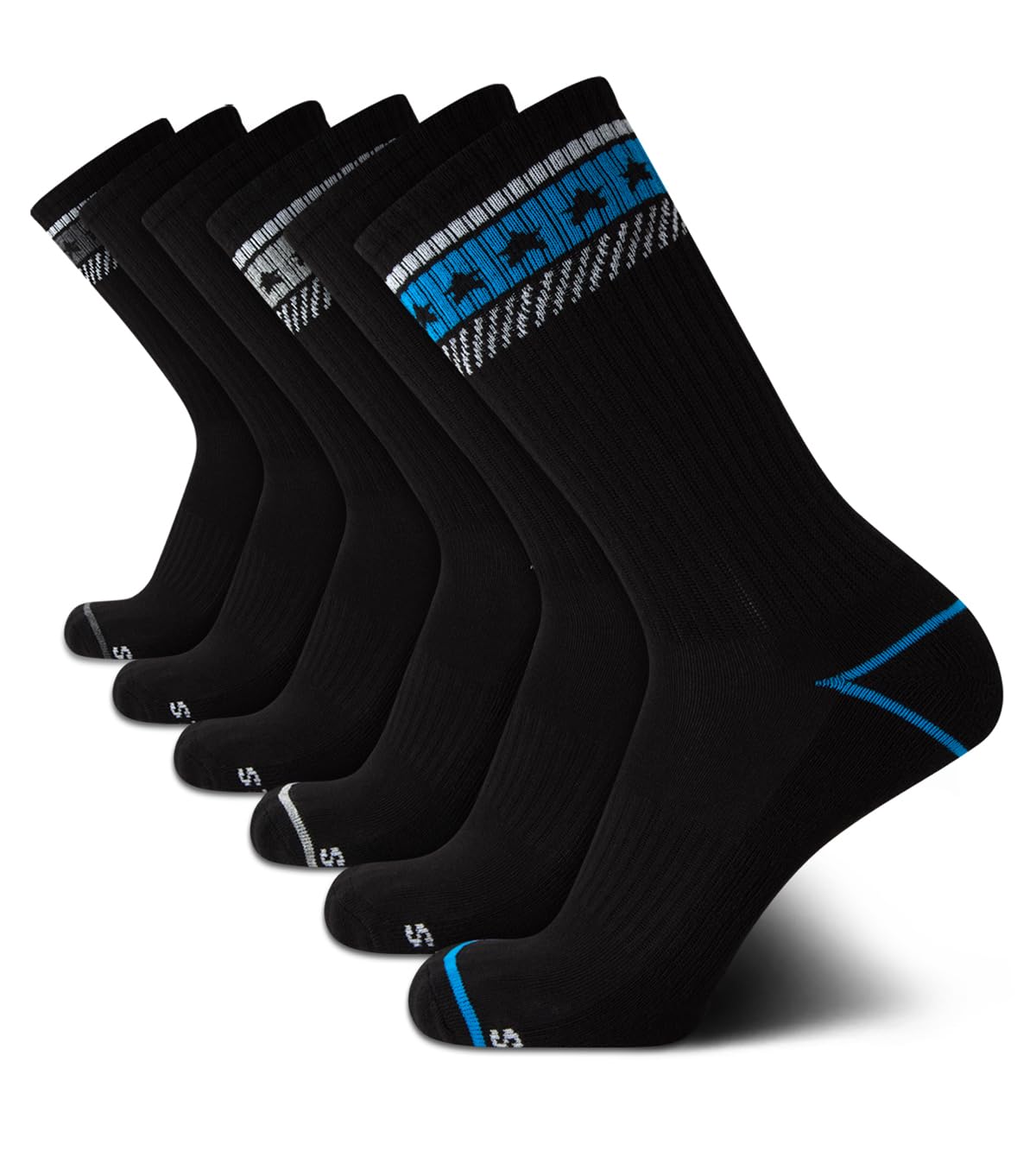 Steve Madden Men's Athletic Crew Socks 6-Pack - Performance Cushioned Workout Socks for Running, Gym & Sports - Breathable Cotton Blend (Sizes 10-13) - Perfect for Casual Wear & Active Lifestyle