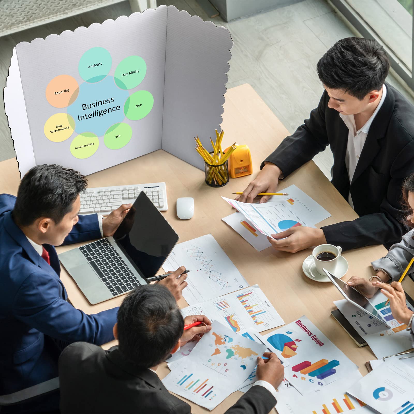 Outus 48-Pack White Tri-Fold Poster Boards 24x36 Inch - Science Fair Display Boards, School Projects, Photo Exhibitions | Foldable Cardboard Presentation Boards for Business, Classroom & Events