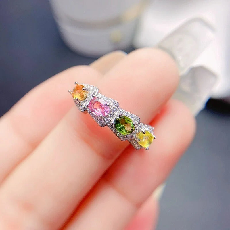 Sterling Silver Tourmaline Ring for Women - Elegant Gemstone Jewelry Gift for Birthday, Anniversary & Special Occasions | Perfect for Daily Wear, Parties & Formal Events