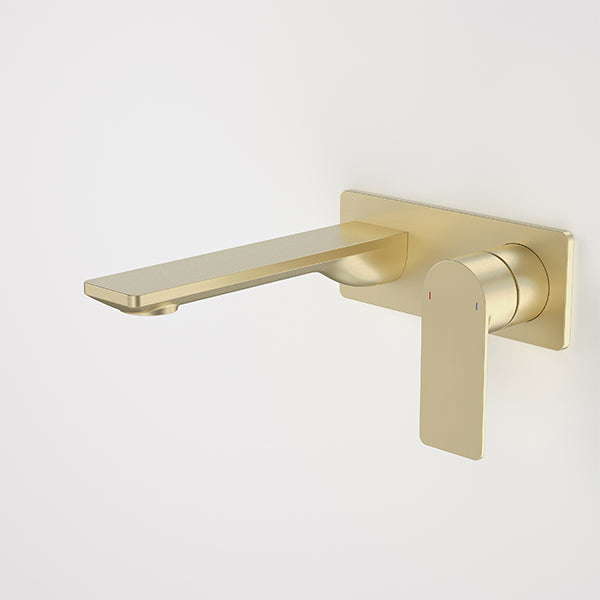 Caroma Urbane II 180mm Lead-Free Wall Mounted Basin Mixer Tap - Rectangle Brushed Brass Finish for Bathroom & Vanity Sink - Modern Waterfall Faucet for Home, Hotel, and Commercial Use