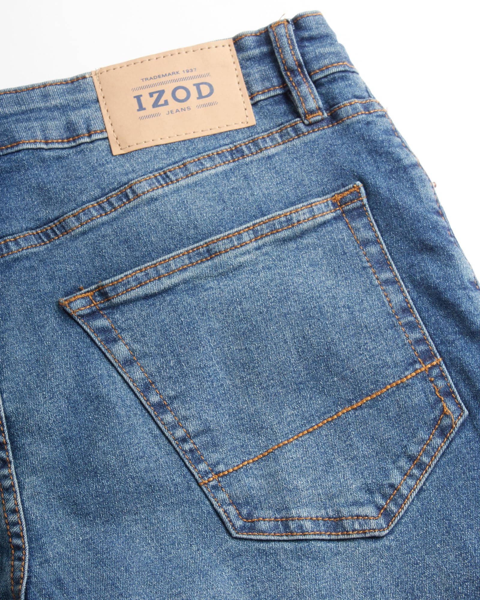 IZOD Men's Straight Leg Stretch Jeans - Comfortable Pull On Denim Pants for Casual Wear | Lightweight Fashion Jeans for Everyday & Office Use