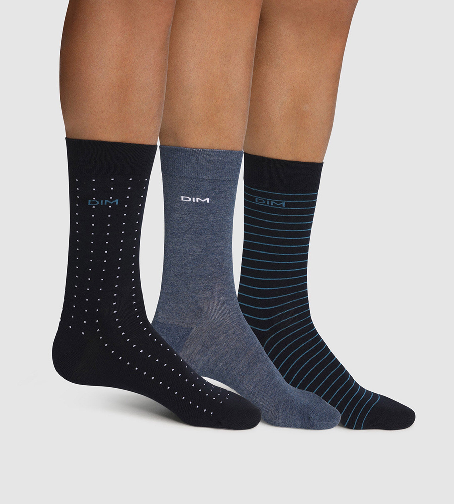 3 Pack Men's Striped Polka Dot Cotton Socks - Breathable & Comfortable for Casual Wear, Office, and Sports