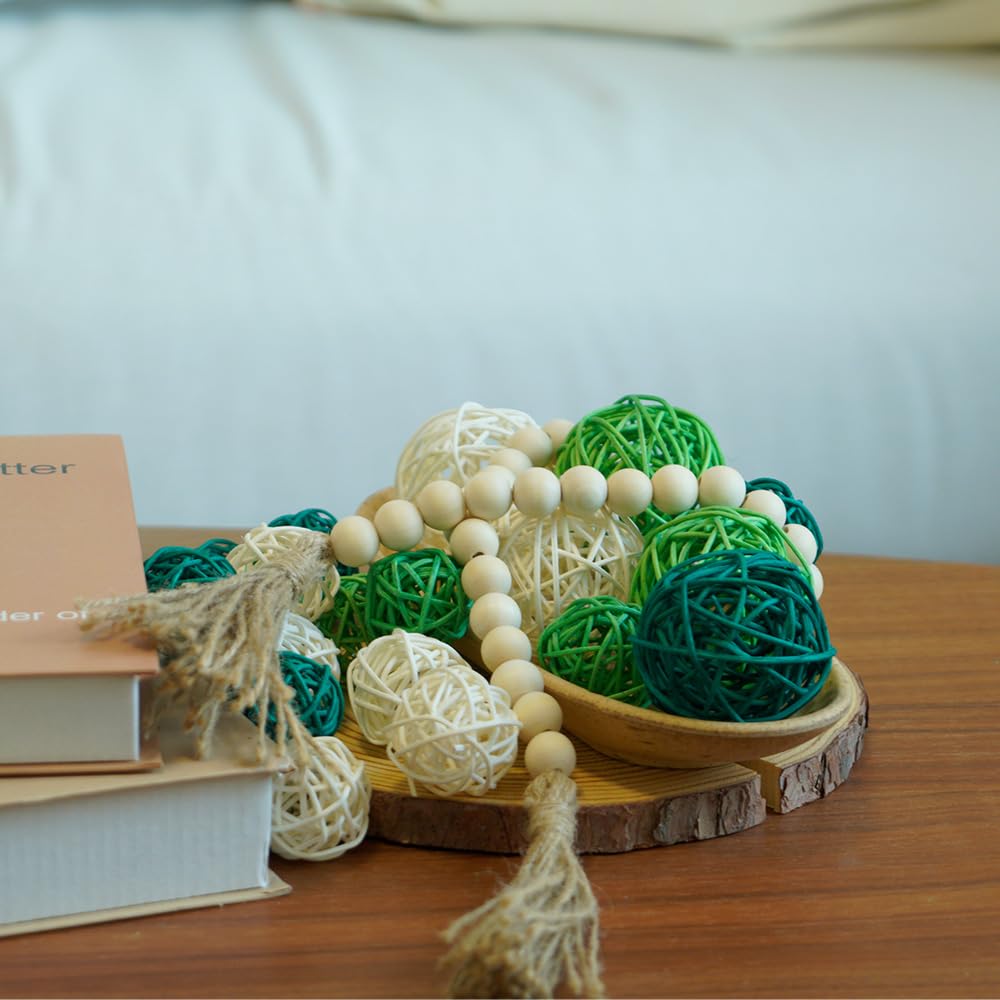 Handmade Wicker Rattan Balls 20-Pack - Natural Green Decorative Orbs for Home Decor, DIY Crafts, Vase & Bowl Fillers - Perfect for Wedding Centerpieces, Table Displays & Boho Home Styling