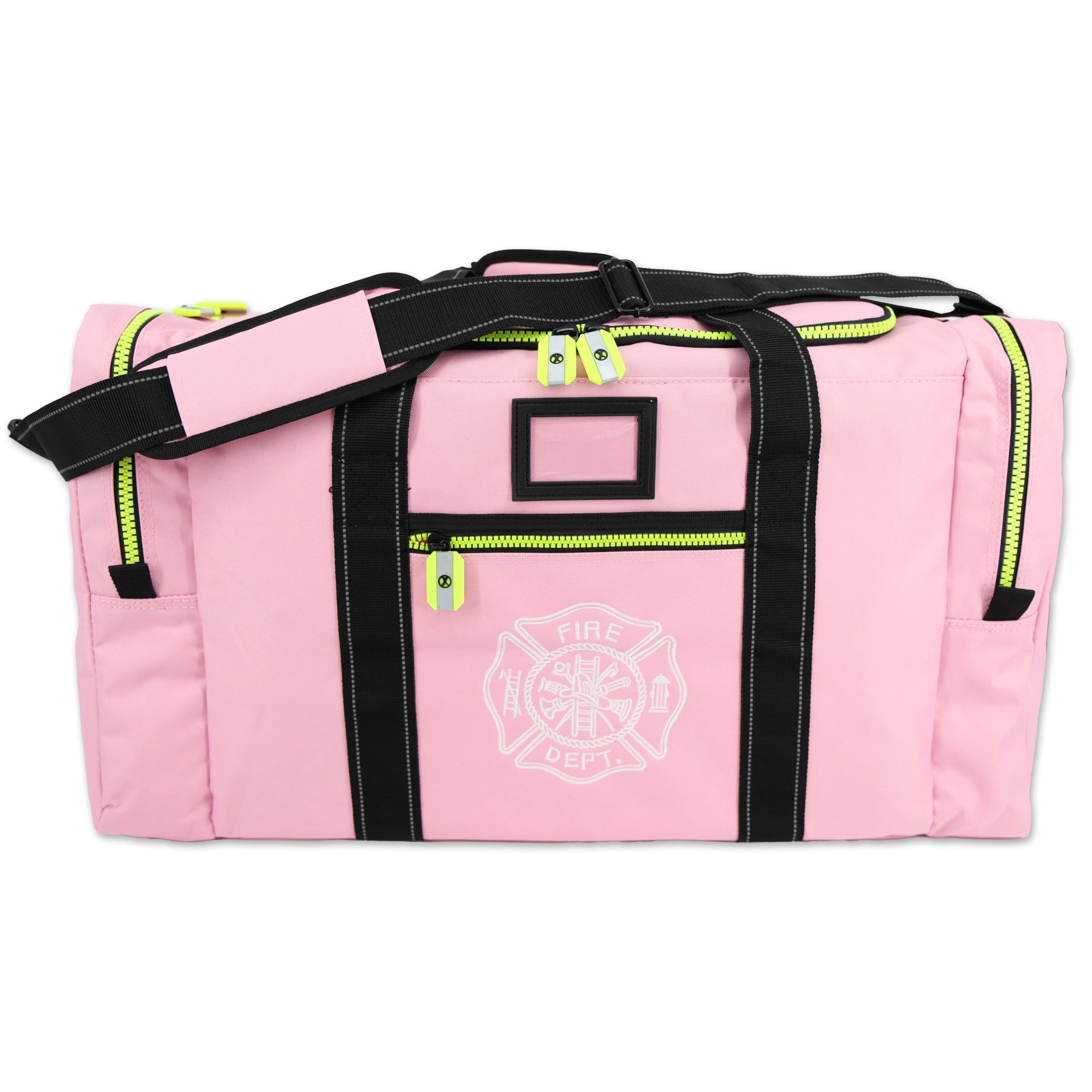 Lightning X Firefighter Turnout Gear Bag with Maltese Cross - Custom Embroidered Name (Pink) | Durable Firefighter Equipment Storage for Station & Emergency Response