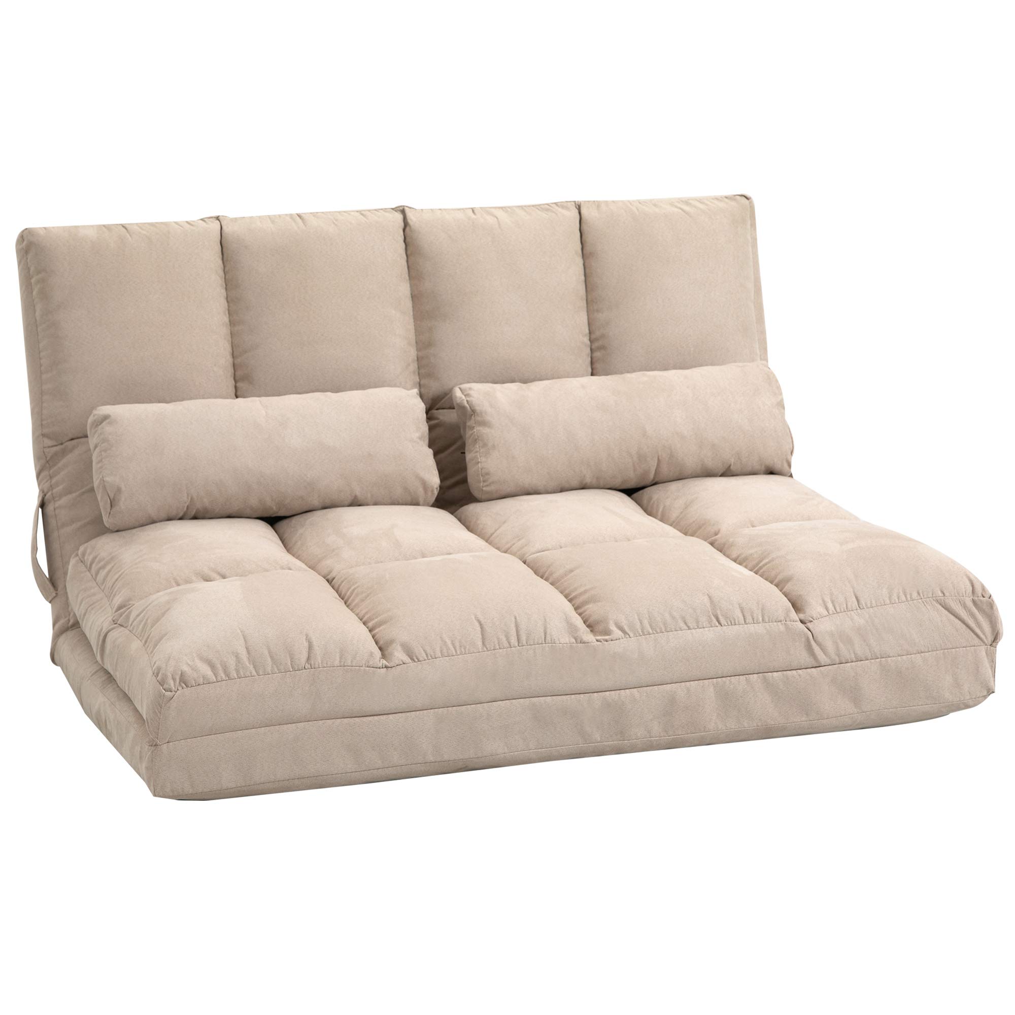 HOMCOM Convertible Floor Sofa Chair - Foldable Couch Bed & Guest Chaise Lounge with 2 Pillows, Adjustable Backrest & Headrest, 40.25