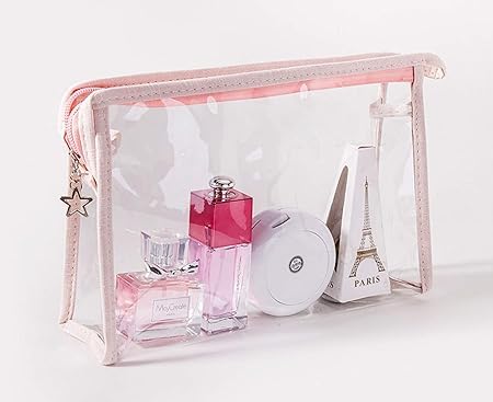 **Keetly 3-Pack PVC Toiletry Bag Organizer - Clear Travel Cosmetic Makeup Pouch with Zipper for Women (Blue) - Perfect for Gym, Travel & Daily Essentials Storage**