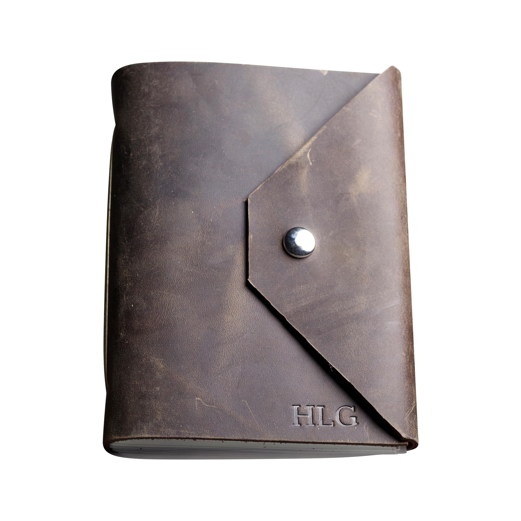 Ox & Pine Personalized Leather Snap Journal - Handcrafted Full Grain Leather Notebook & Sketchbook - 4x6 Unlined or 6x8 Lined Rustic Brown - Perfect for Travel, Gift Giving & Creative Writing