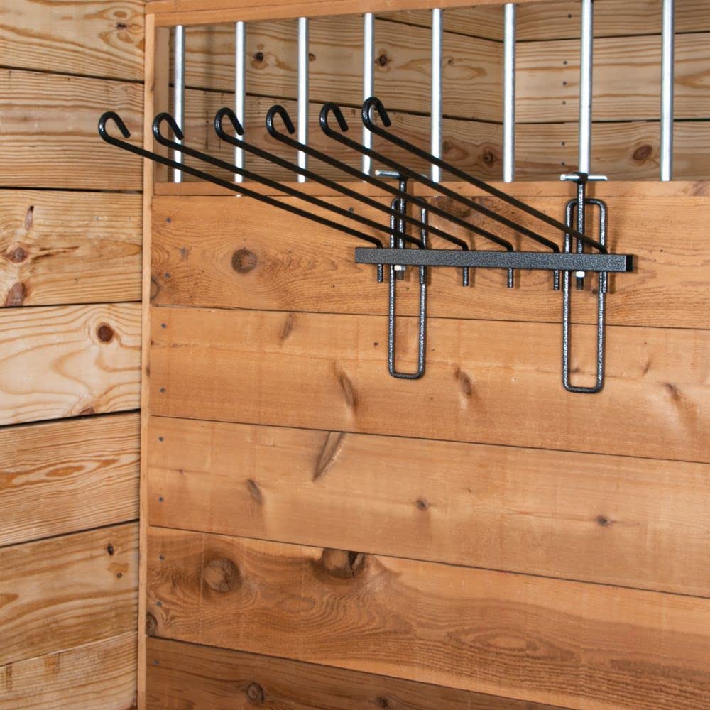 Pro Mini Swing Arm Blanket & Saddle Pad Rack - Gray Space Saving Stable Organizer with Adjustable Hooks & No Tip Design | Heavy Duty Extended Support Braces | 7 Year Warranty | Perfect for Horse Tack Rooms, Barns & Equestrian Storage