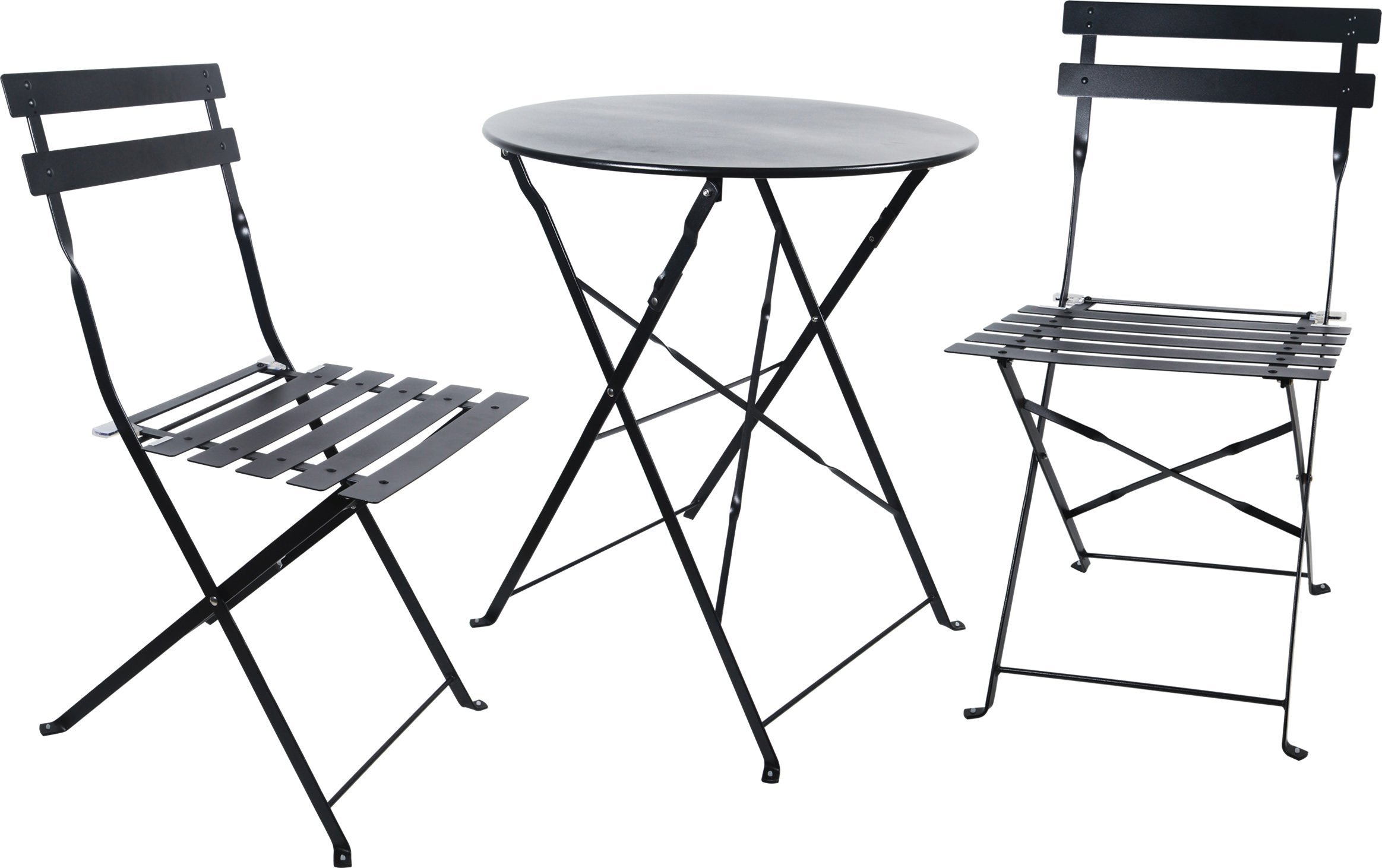 Outdoor Bistro Set - 3 Piece Black Patio Furniture with 1 Folding Table & 2 Chairs, Safe Locking Mechanism | Perfect for Garden, Balcony, Backyard & Small Space Dining