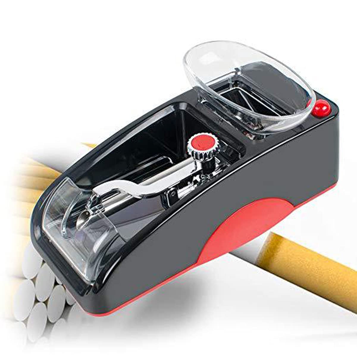 Automatic Electric Cigarette Rolling Machine - Compact Home Cigarette Maker for DIY Tobacco (Red) | Perfect for Personal Use, Gifts & Smoking Enthusiasts