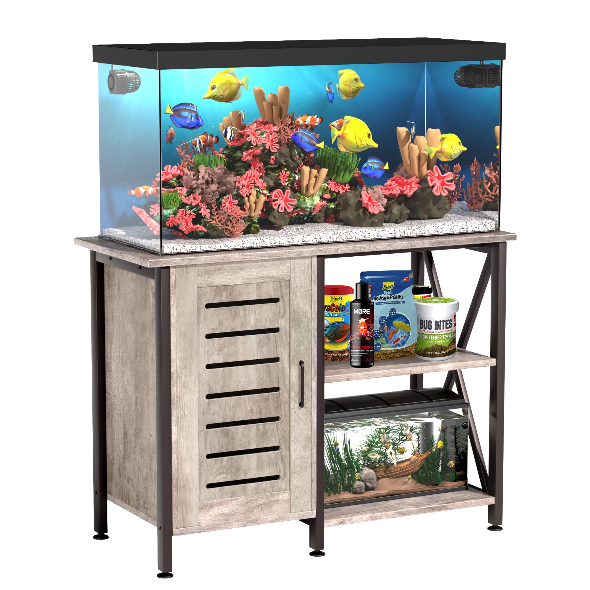 40-50 Gallon Heavy Duty Fish Tank Stand with Storage Cabinet - 1000LBS Capacity Metal Aquarium Stand (40.55