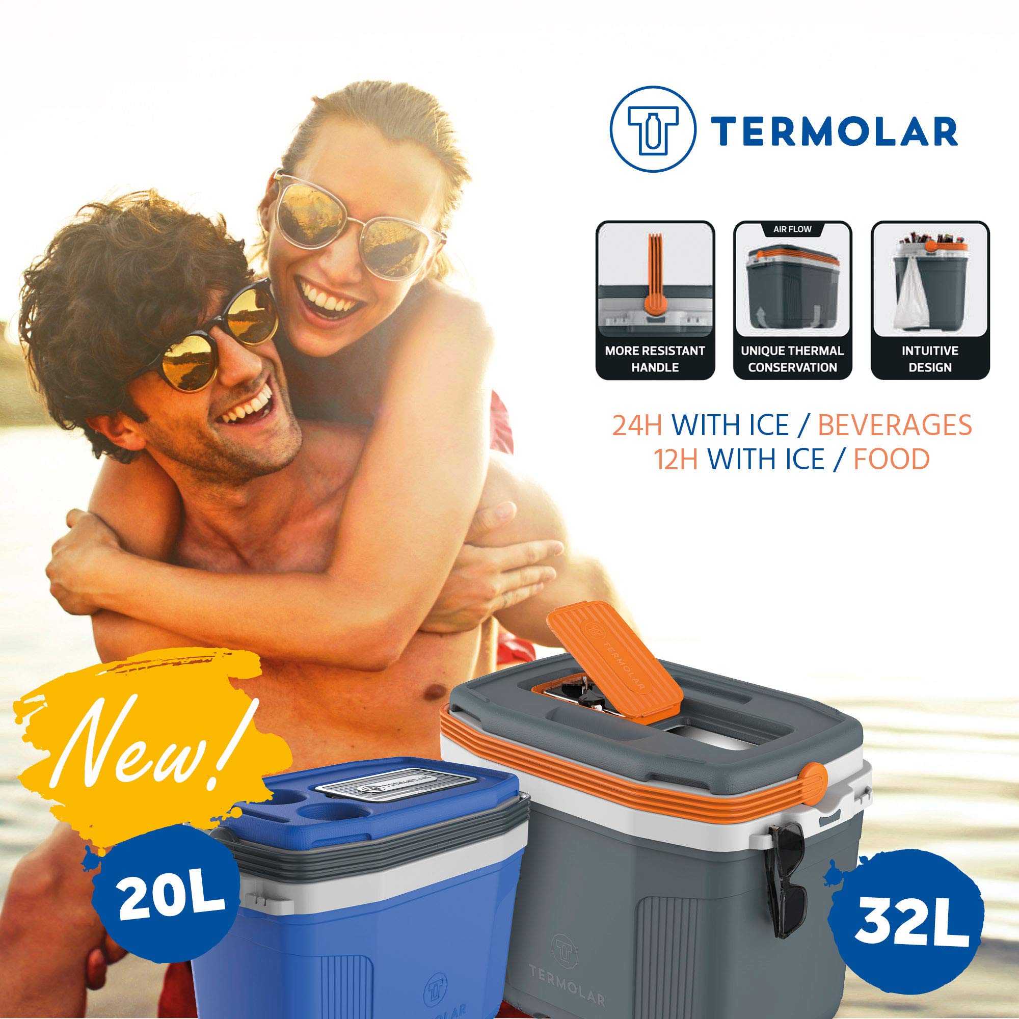 32L Insulated Thermal Box - Portable Cooler for Camping, Picnics & Outdoor Adventures (Ref 3502) - Keep Food & Drinks Cold for Hours