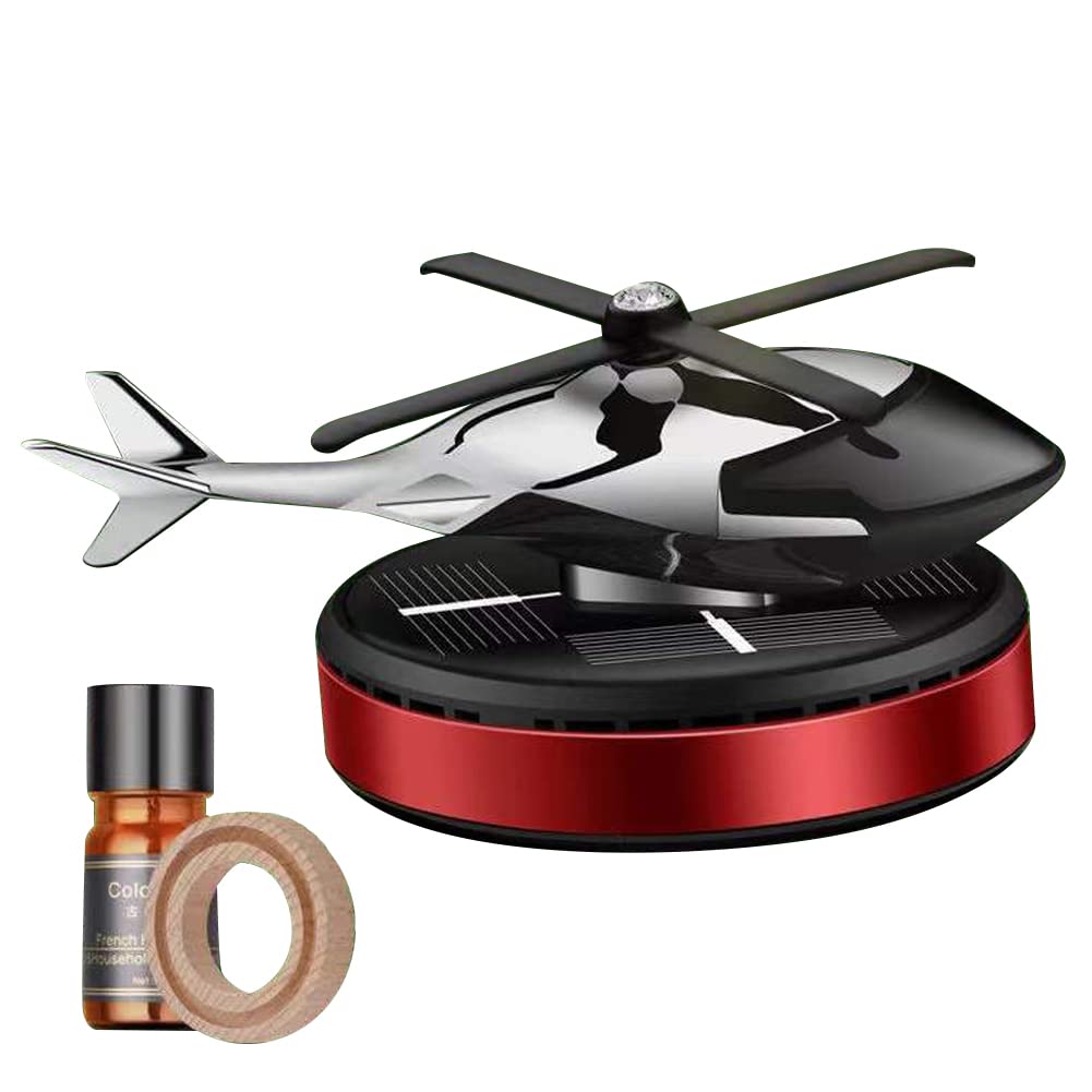 SEADEAR Solar-Powered Rotating Airplane & Helicopter Car Aroma Diffuser - Car Air Freshener & Decorative Ornament for Dashboard, Home, Office - Eliminates Odors with Natural Fragrance | Perfect for Car Interiors, Work Desks & Gift Giving