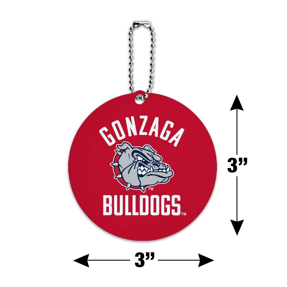 Gonzaga University Bulldogs Round Luggage ID Tag - Personalized Suitcase & Carry-On Baggage Identifier for Travel, College Dorms, and Alumni Events
