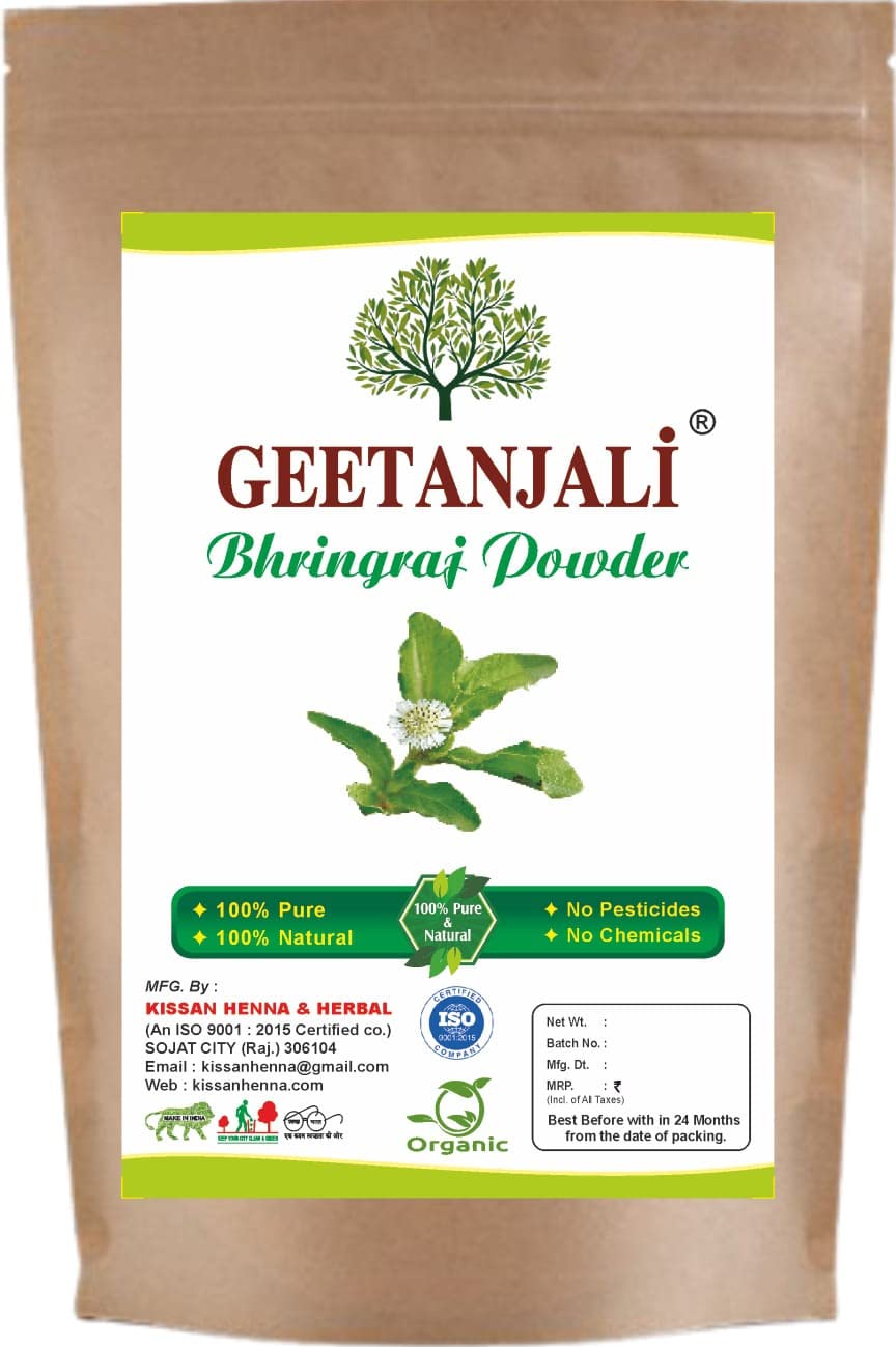 100% Natural Geetanjali Bhringraj Powder for Hair Growth & Dandruff Prevention | Herbal Hair Care Treatment | Chemical-Free, 100g | Perfect for Daily Scalp Massage & Ayurvedic Hair Regimen