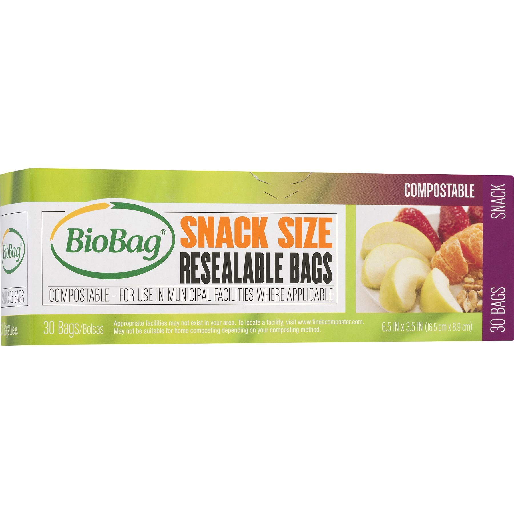 BioBag 100% Certified Compostable Resealable Snack Bags - 360 Count Eco-Friendly Food Storage for Lunches, Snacks & Travel | Perfect for School, Work & Outdoor Activities
