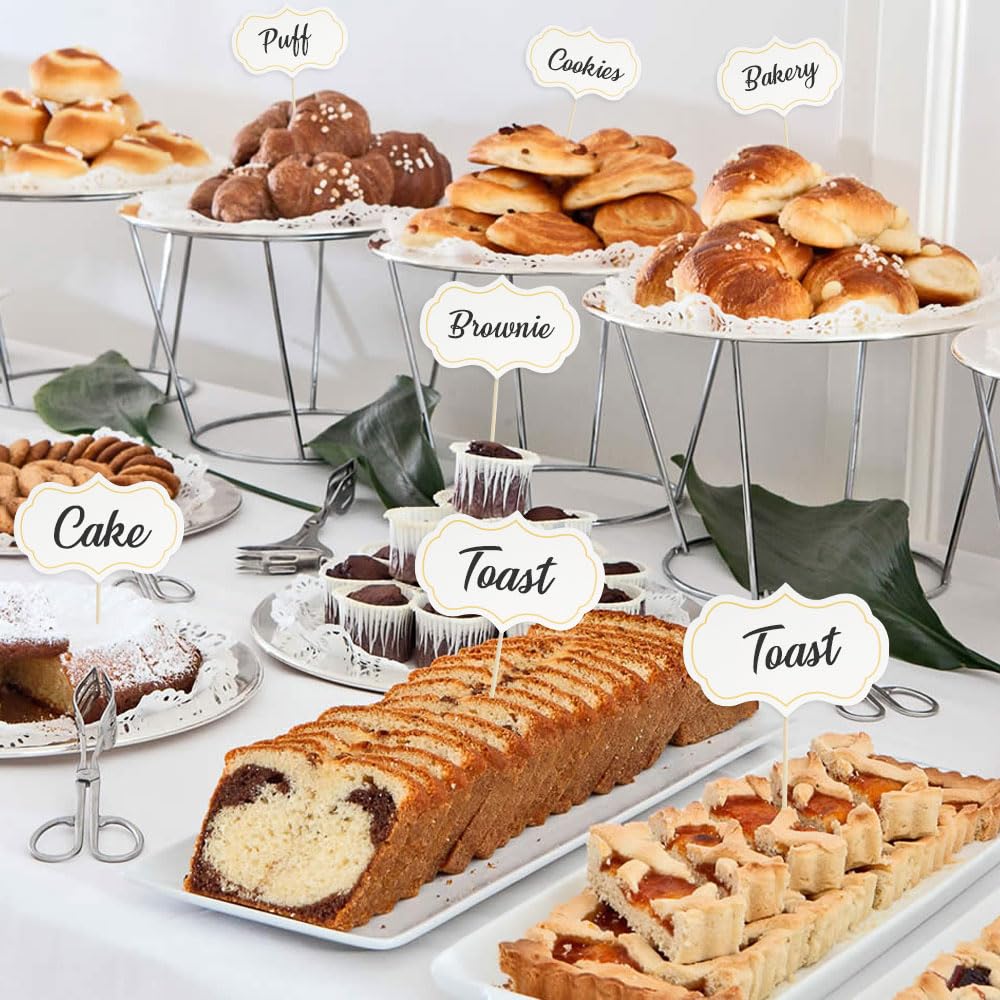 50PCS Cheese Markers & Buffet Labels - Blank Toothpick Flags for Cheese Boards, Cupcake Picks, Charcuterie & Party Food Signs (White) - Perfect for Weddings, Catering & DIY Dessert Displays